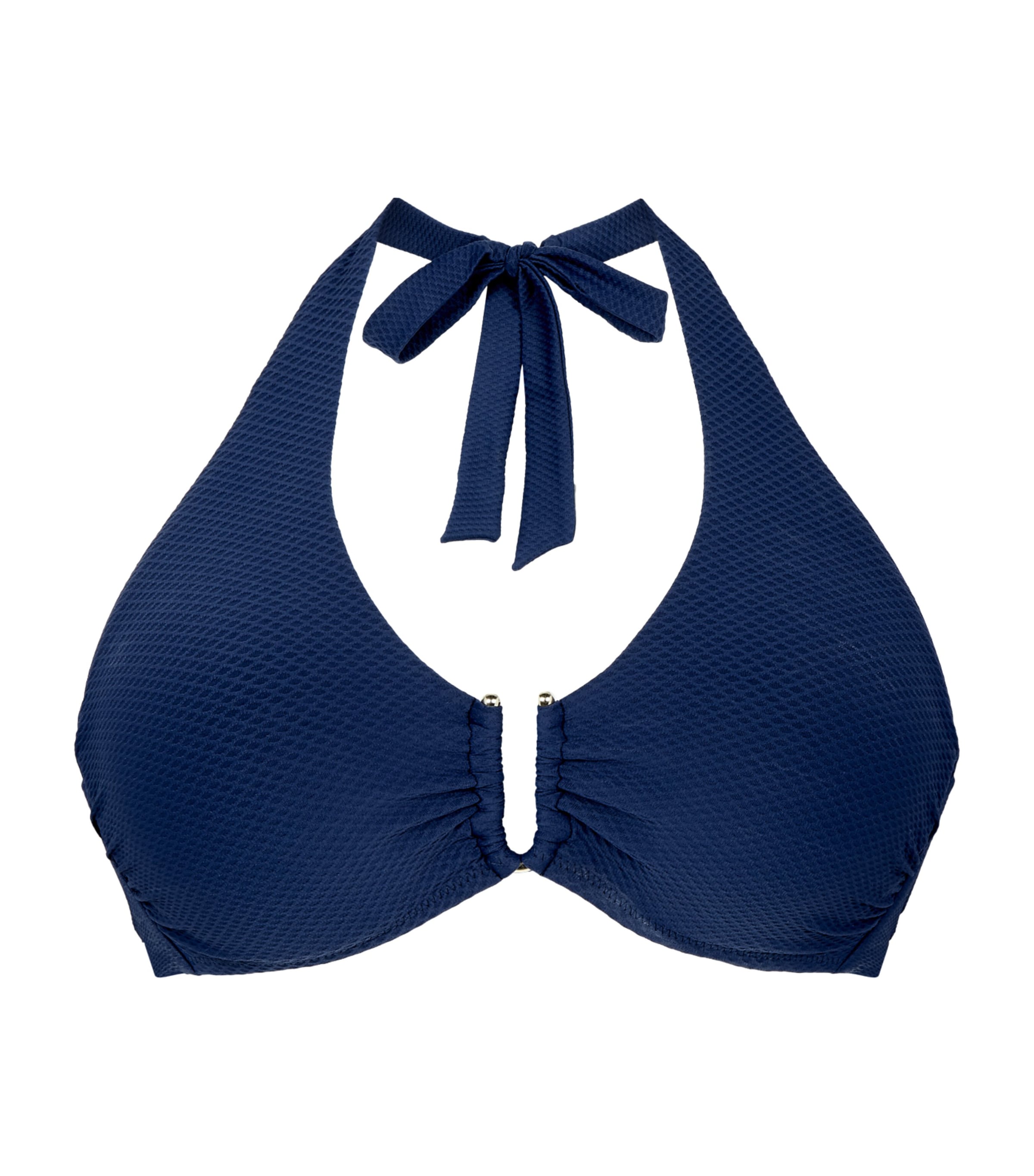 Heidi Klein Textured Halterneck Bikini Top In Navy