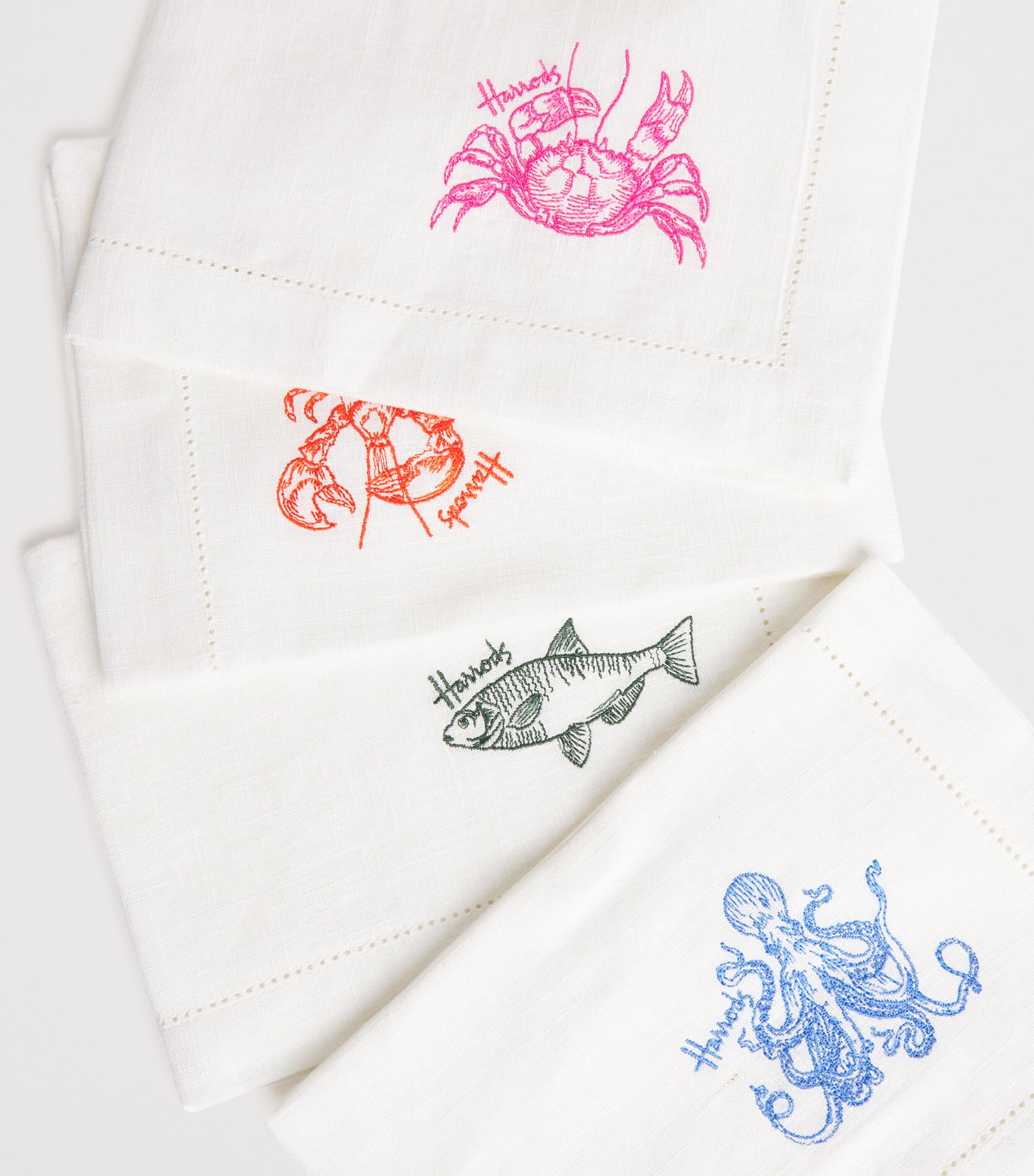 Linen Embroidered Sea Creature Placemats (Set of 4) SEA Image 3