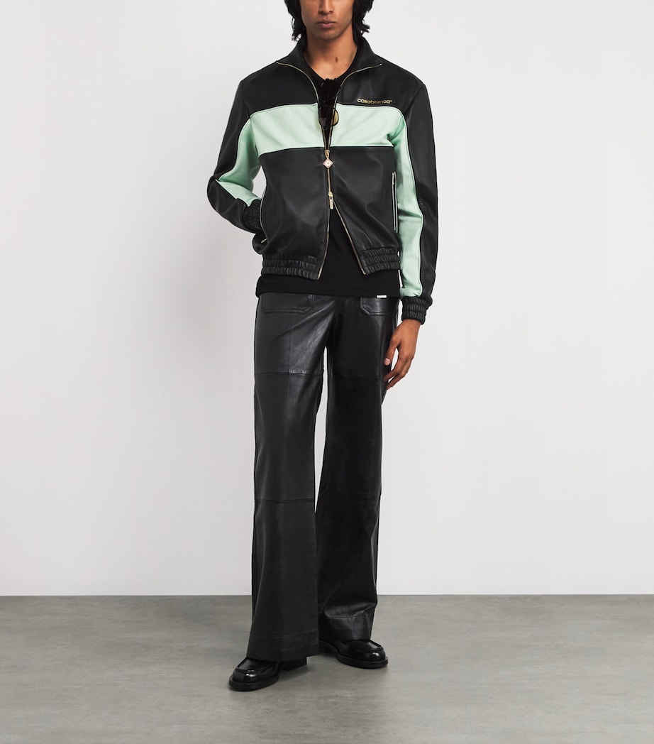 Leather Monogram Track Jacket BLACK & MINT Image 2