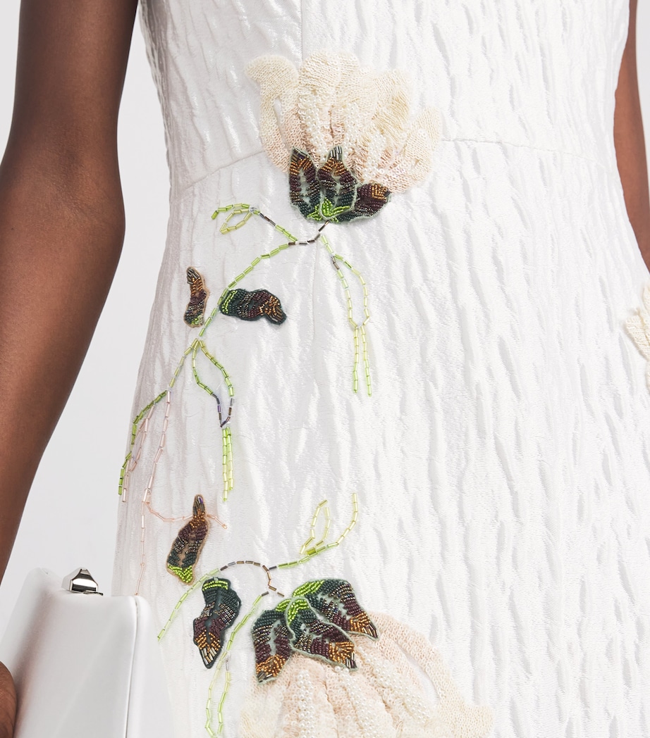 Floral Jacquard Lilibeth Midi Dress WHITE Image 4