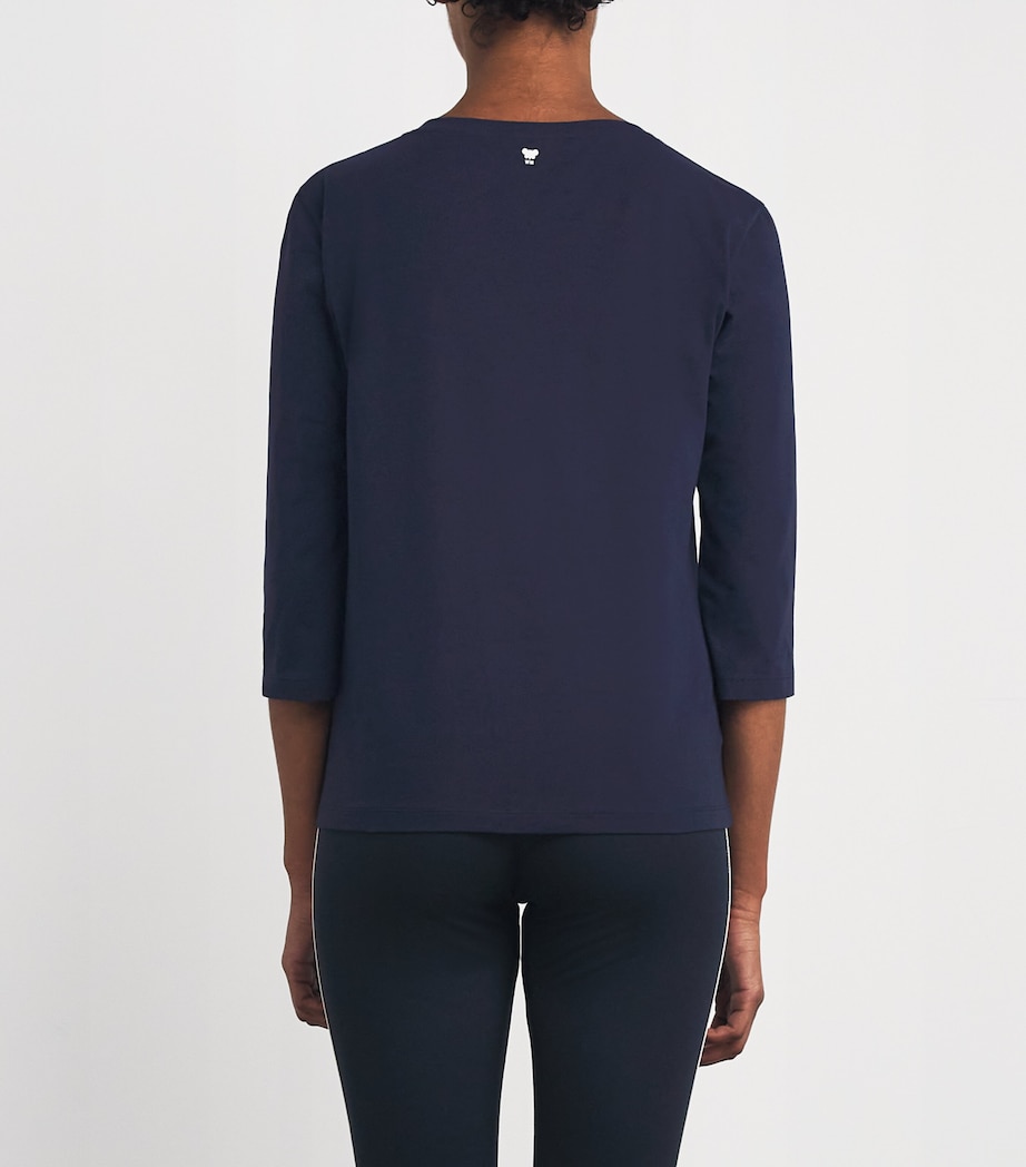 Stretch-Cotton Cropped-Sleeve T-Shirt NAVY Image 4