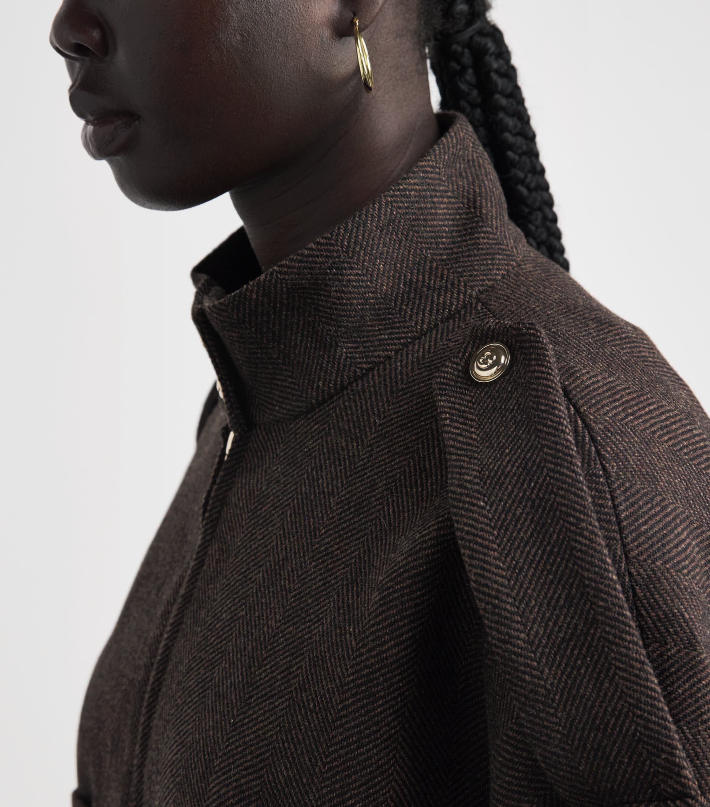 Maje Womens Wool-Blend Oversized Jacket Dark Brown Image 3