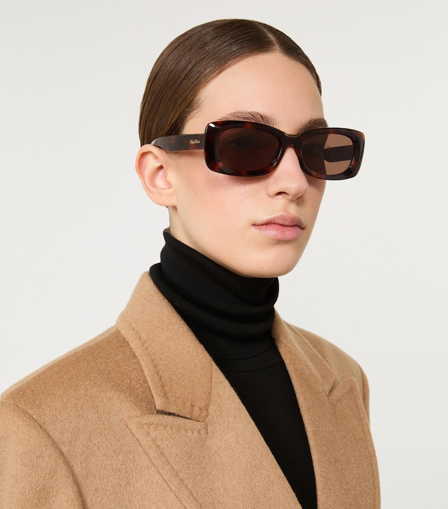 Max Mara Acetate Rectangular Sunglasses Tawny Bronze Brown Image 2