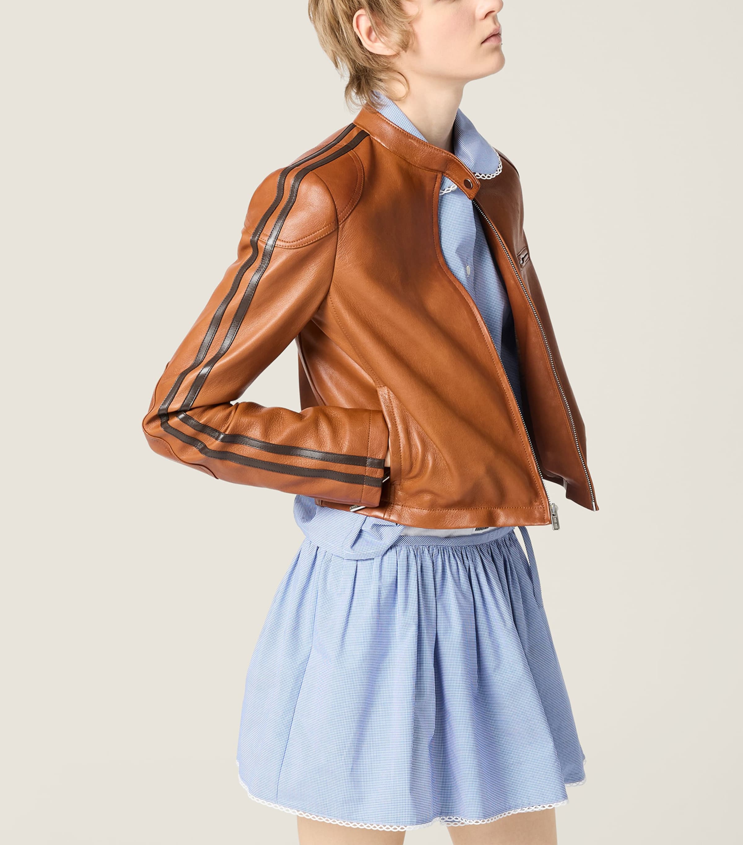 Miu Miu Womens Gingham Side-Tie Mini Skirt Image 6