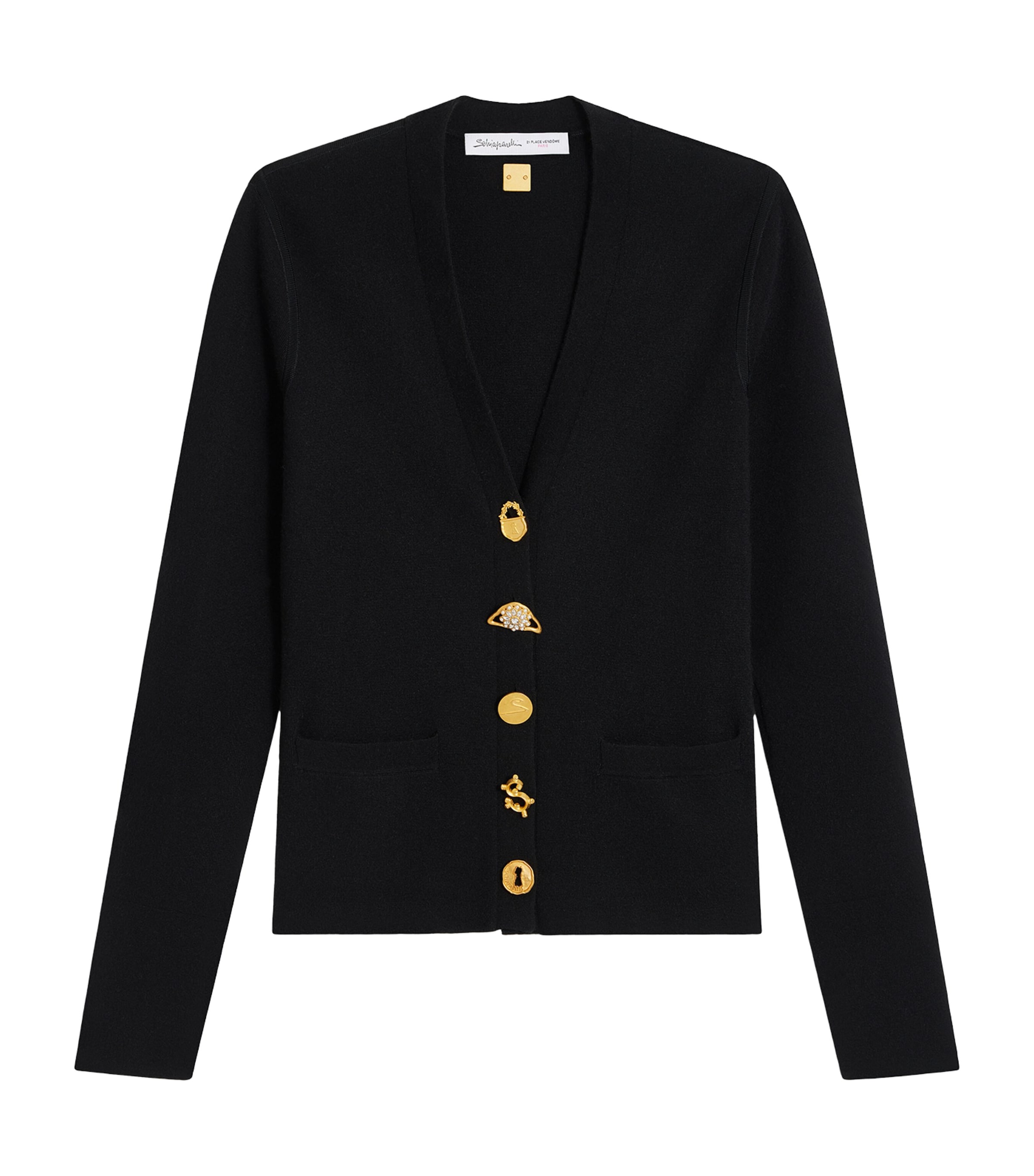 Wool-Blend Anatomy Cardigan 999BLACK Image 1