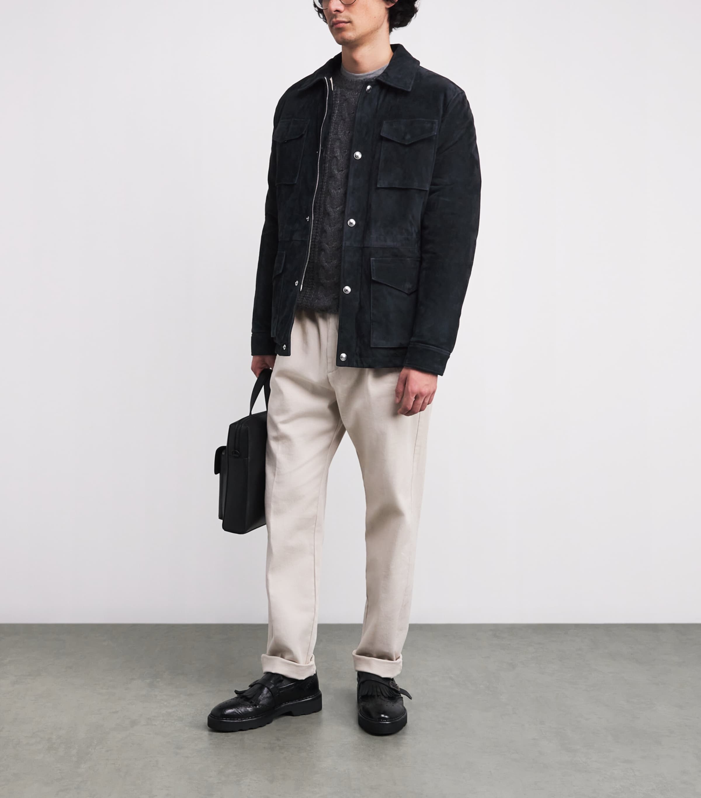 Suede Padded Field Jacket BLU Image 2