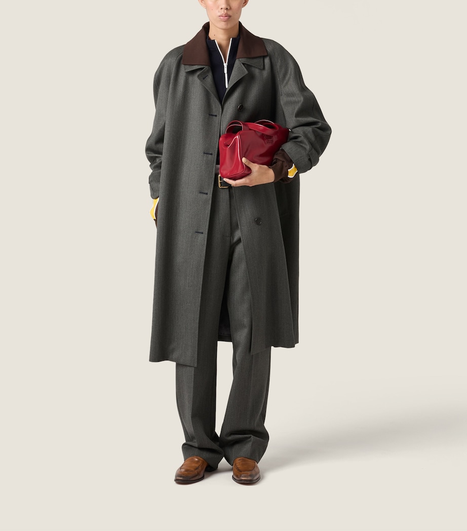 Miu Miu Womens Wool Contrast-Collar Coat Image 2