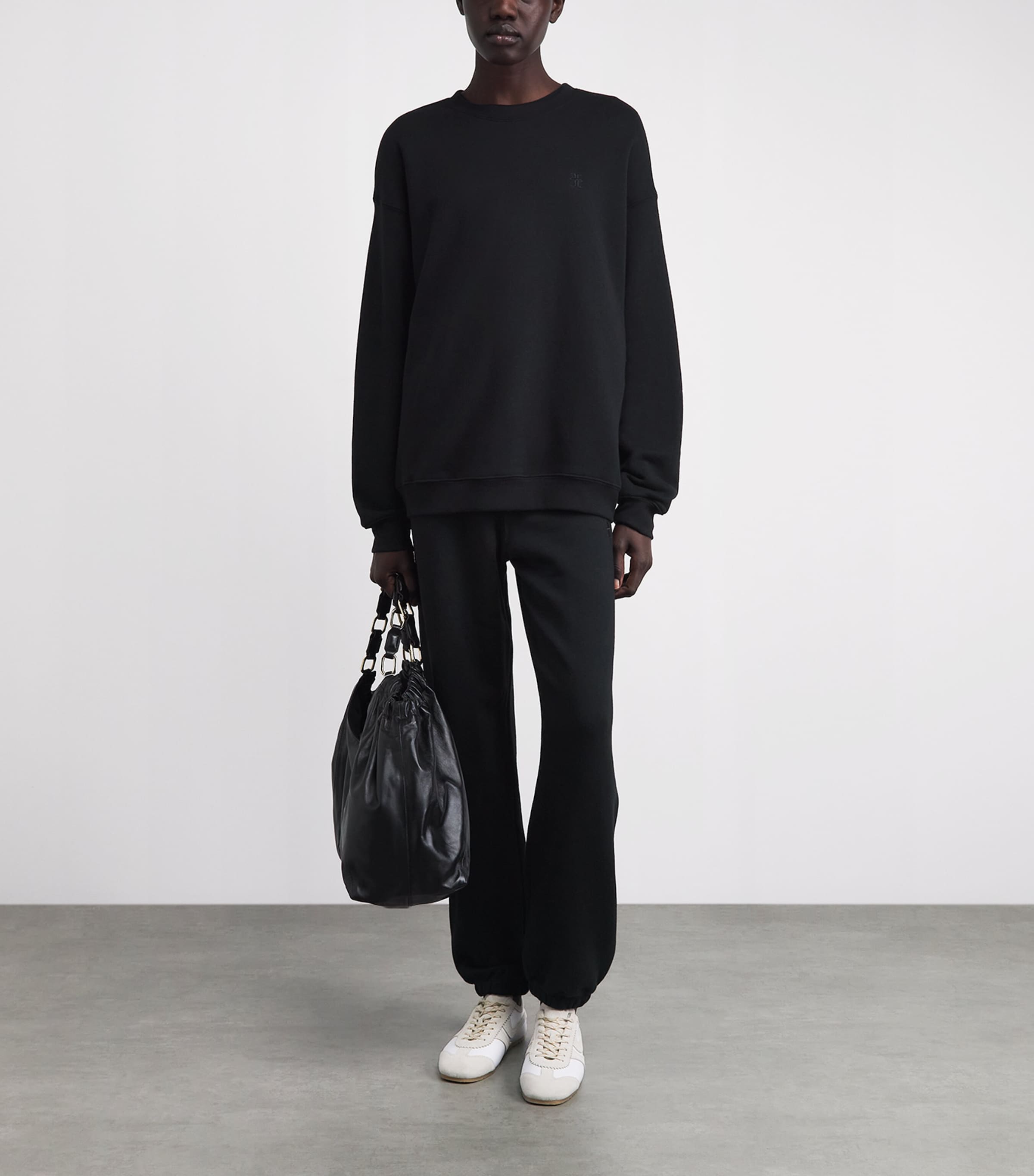 ÉTERNE Womens French Terry Oversized Sweatshirt Black Image 2