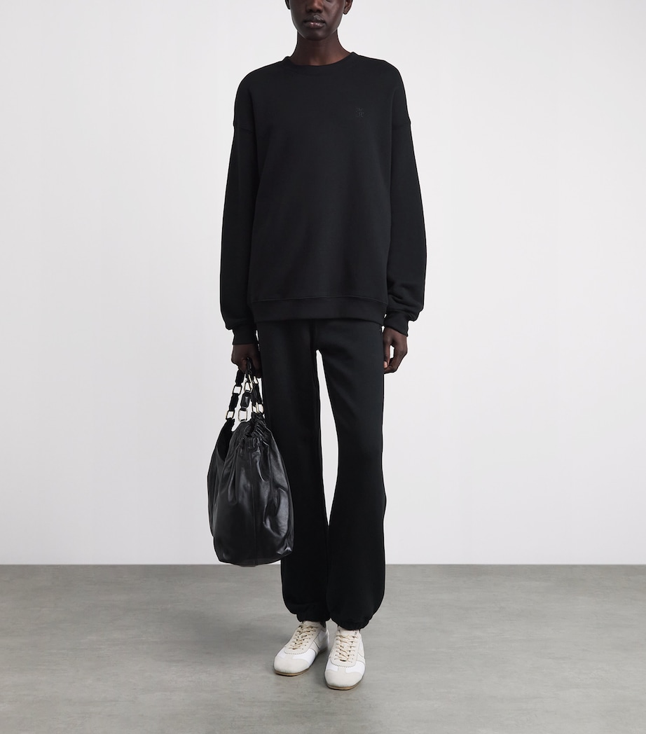 ÉTERNE Womens French Terry Oversized Sweatshirt Black Image 2