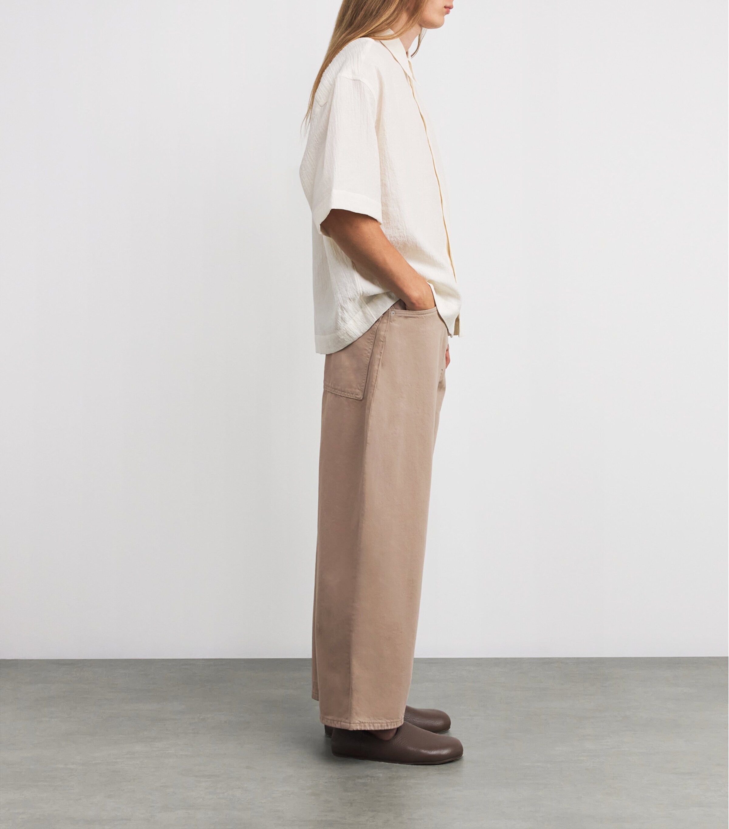 STUDIO NICHOLSON 「BIONDA」 Studio Nicholson Beige Wide-Leg Paolo Jeans | Harrods US