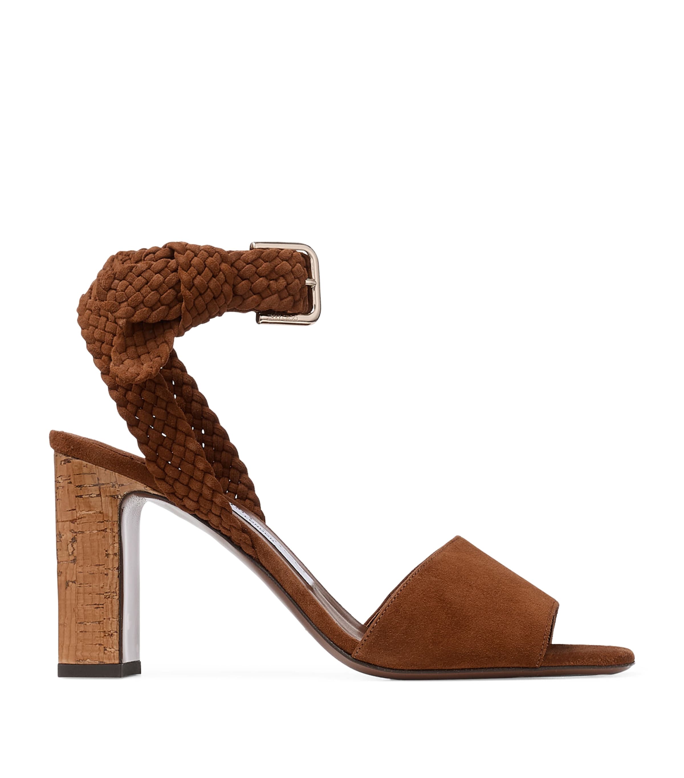 Jimmy Choo Rori 85 Suede Braided Sandals Tan/toasty Image 1