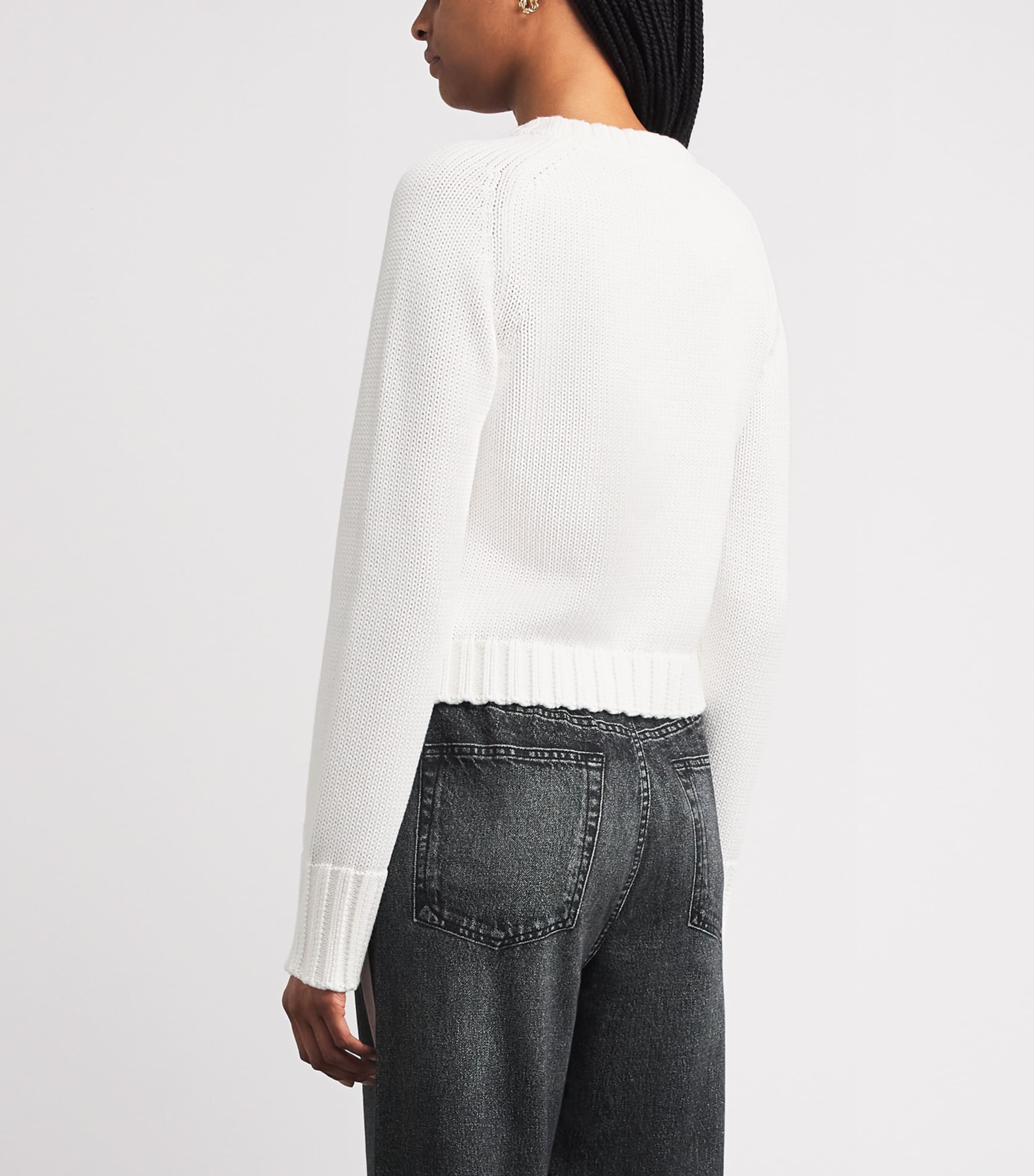 ME+EM Womens Organic Cotton Essential Crop Sweater Optic White Image 5
