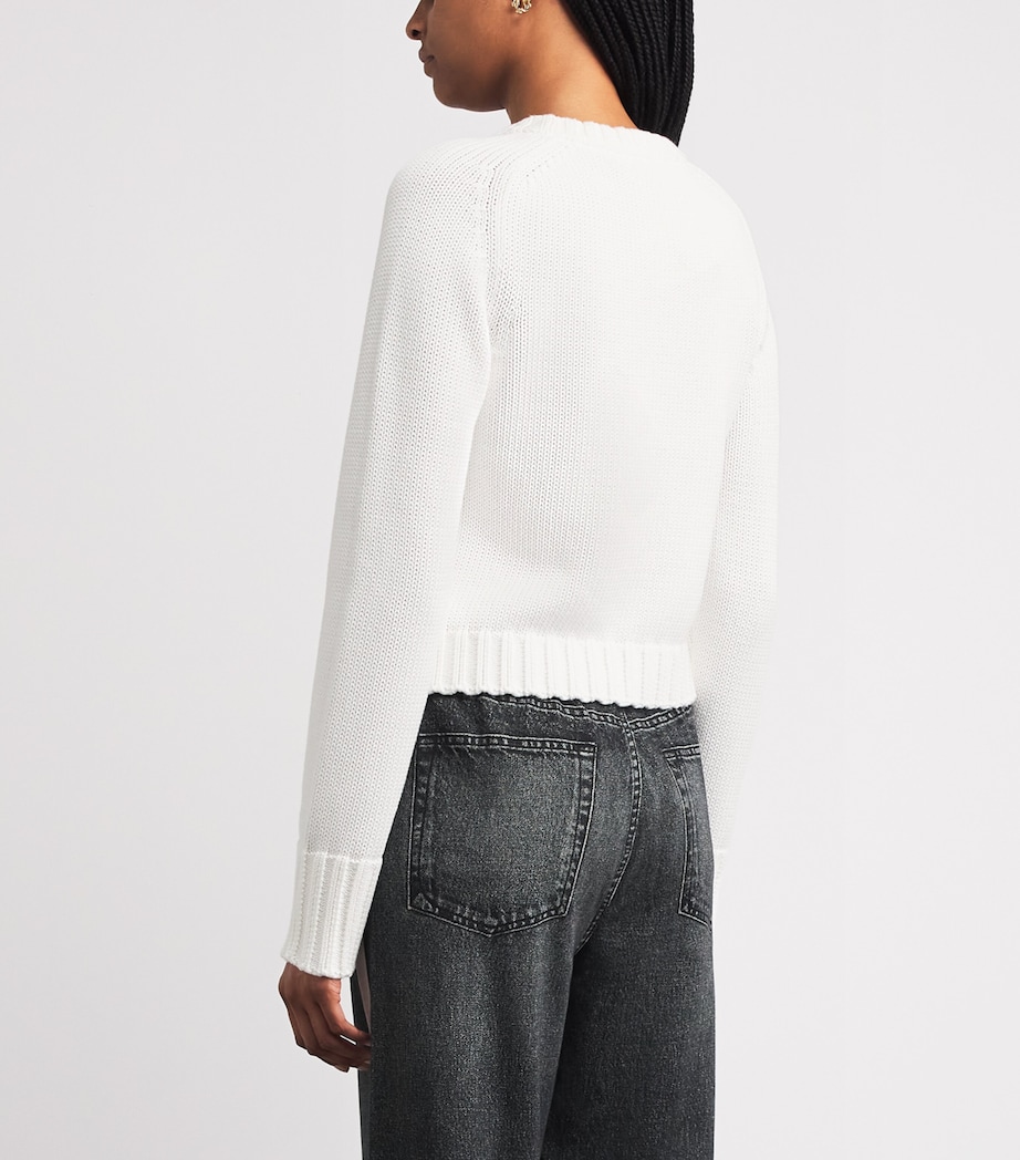 ME+EM Womens Organic Cotton Essential Crop Sweater Optic White Image 5