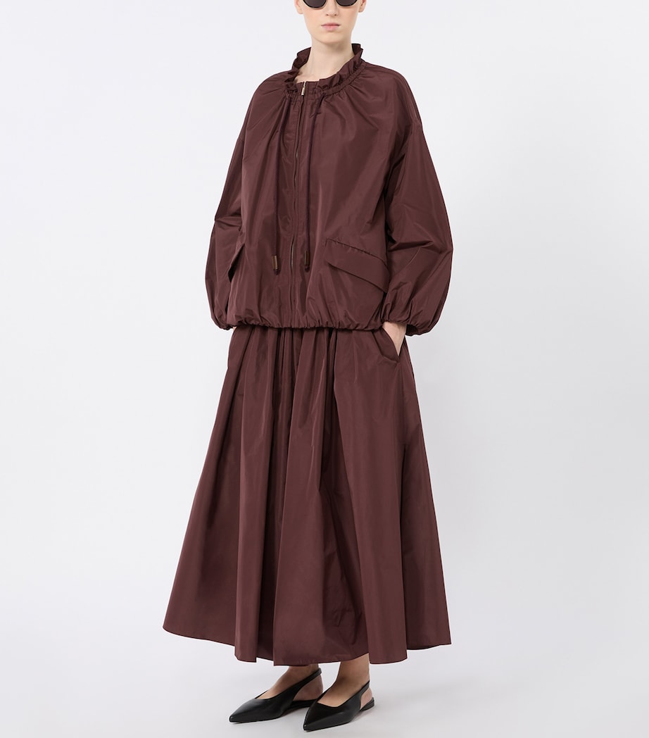 Max Mara Womens Pleated Maxi Skirt Bordeaux Image 2