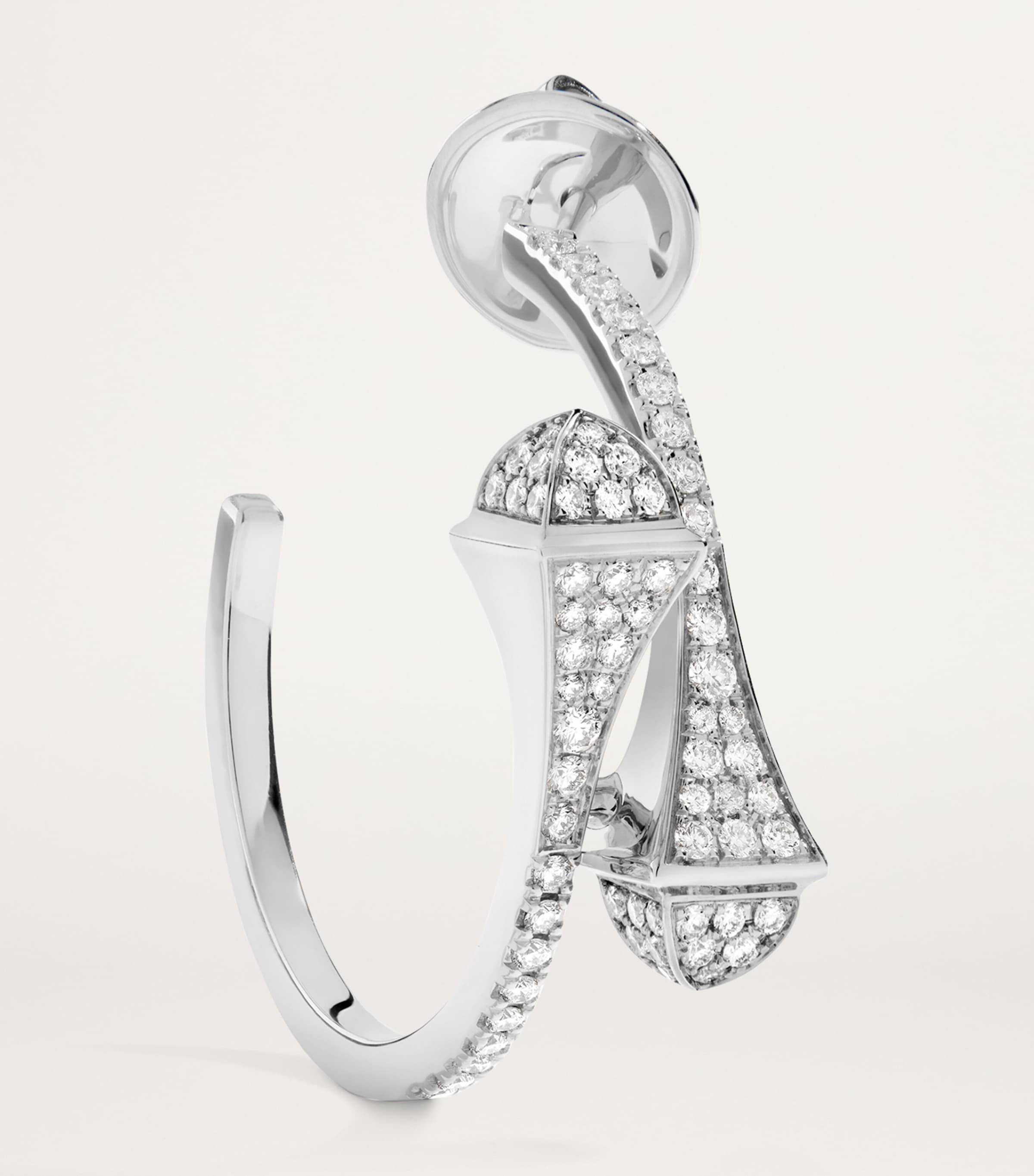 Small White Gold and Diamond Cleo Hoop Earrings WHITE GOLD Image 2