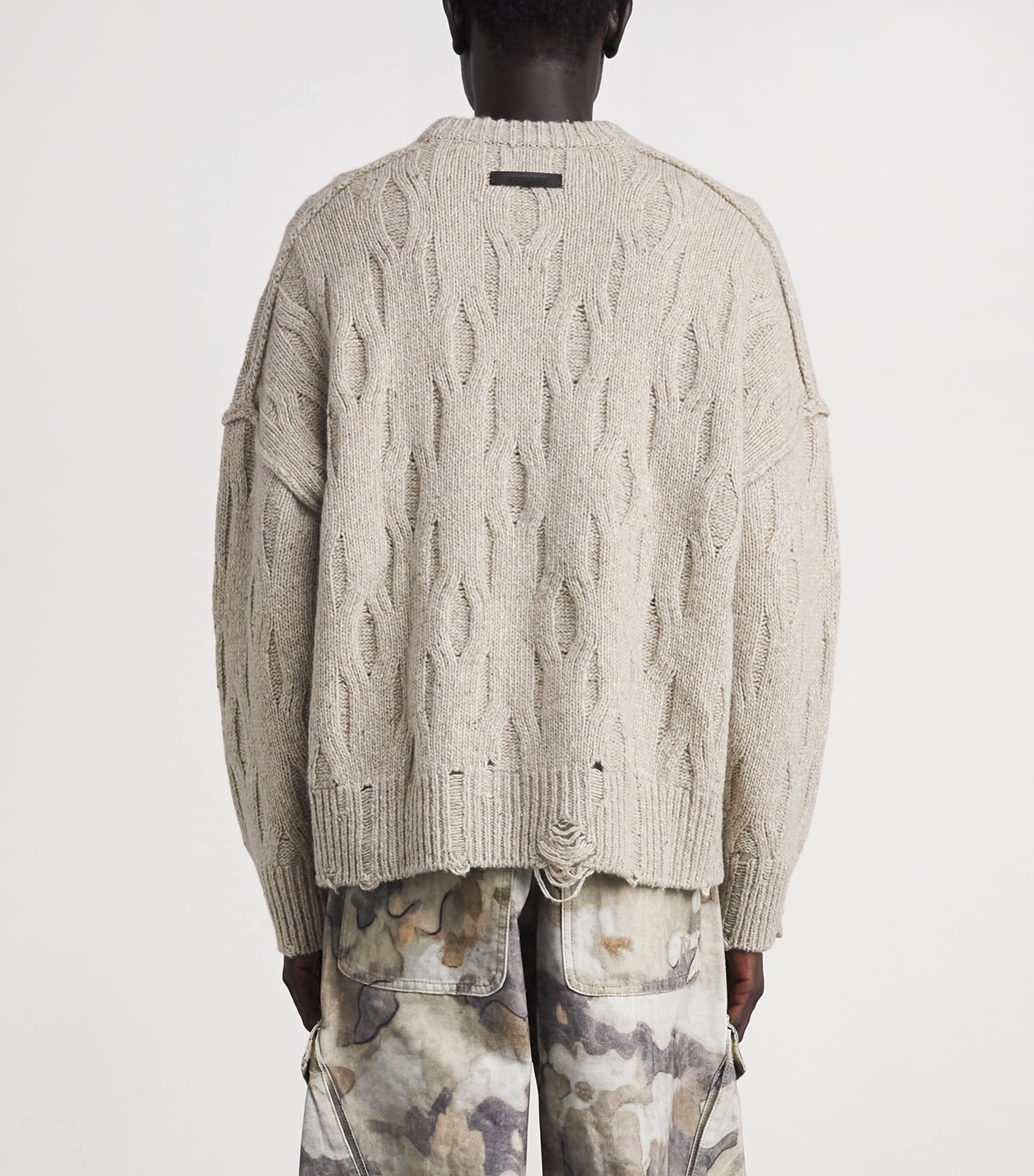 Represent Mens Wool-Blend Distressed Sweater Taupe Image 5
