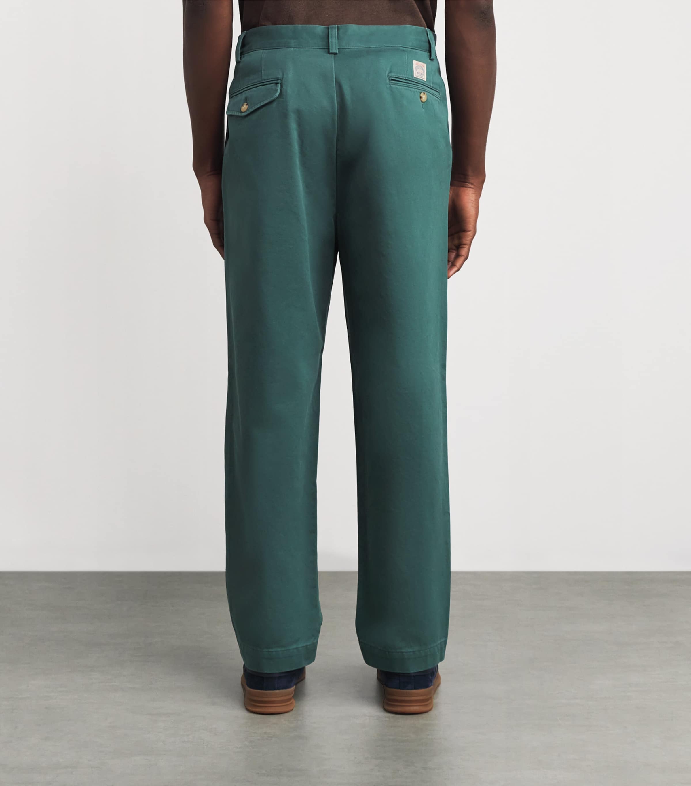 Cotton Pleated Whitman Chinos GREEN Image 4