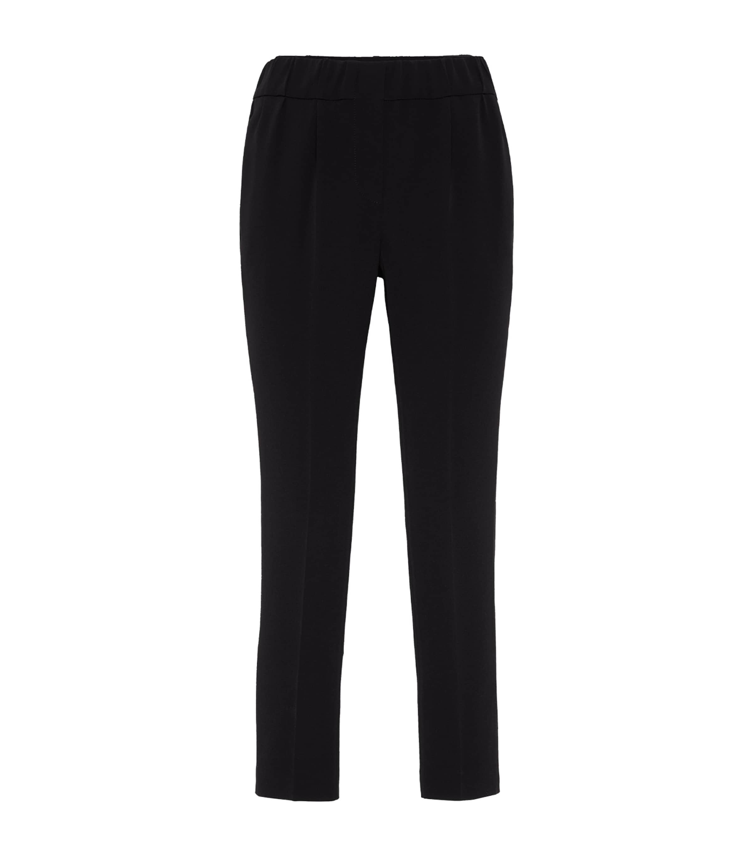 Shop Brunello Cucinelli Crepe Cady Slim Trousers In Black