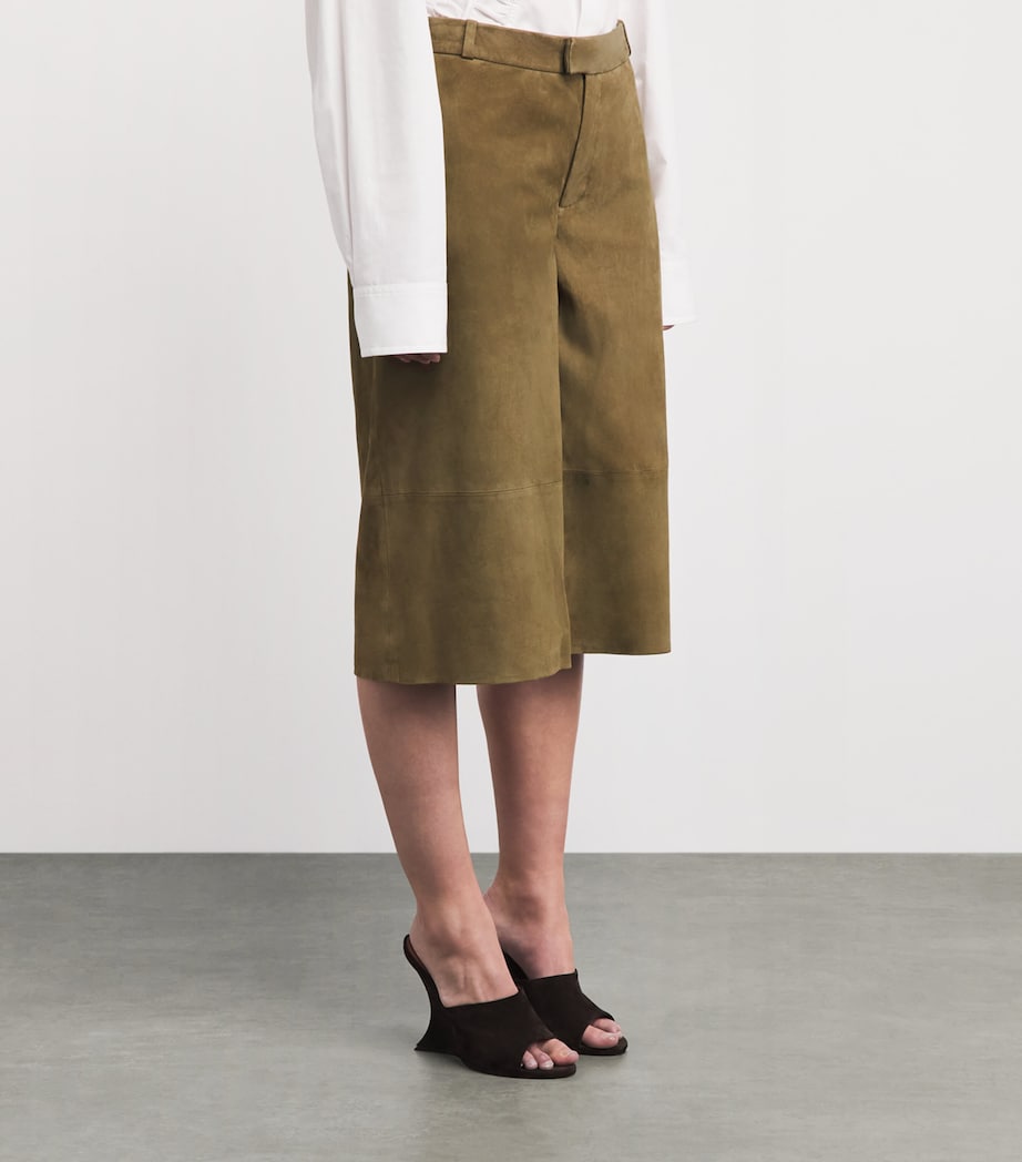 Arma Womens Lamb Suede Tailored Shorts Olive Image 4