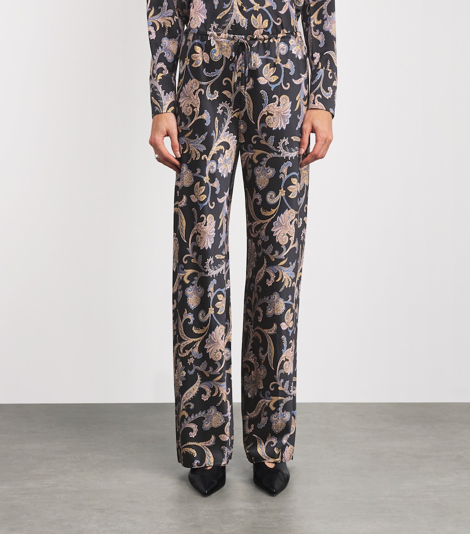 Veronica Beard Womens Silk-Blend Paisley Straight Trousers Black Multi Image 4