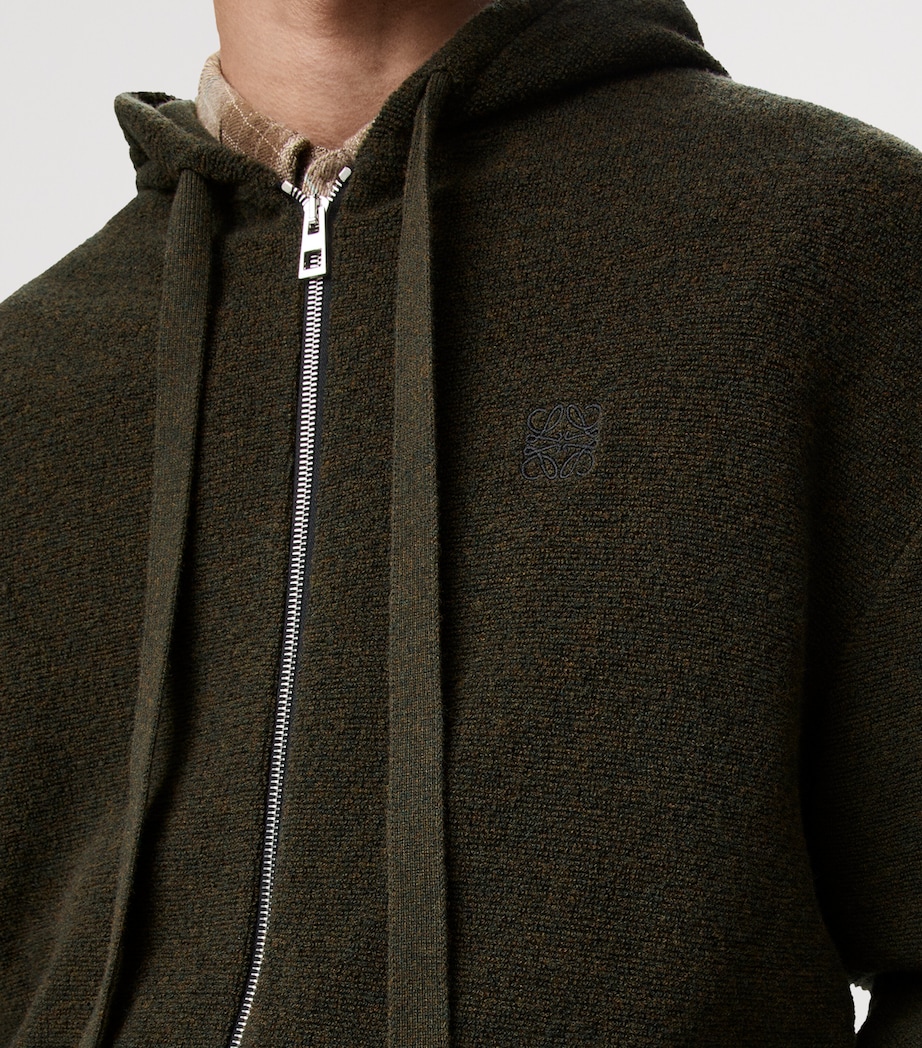 Wool-Blend Terry Anagram Hoodie KHAKI GREEN Image 5
