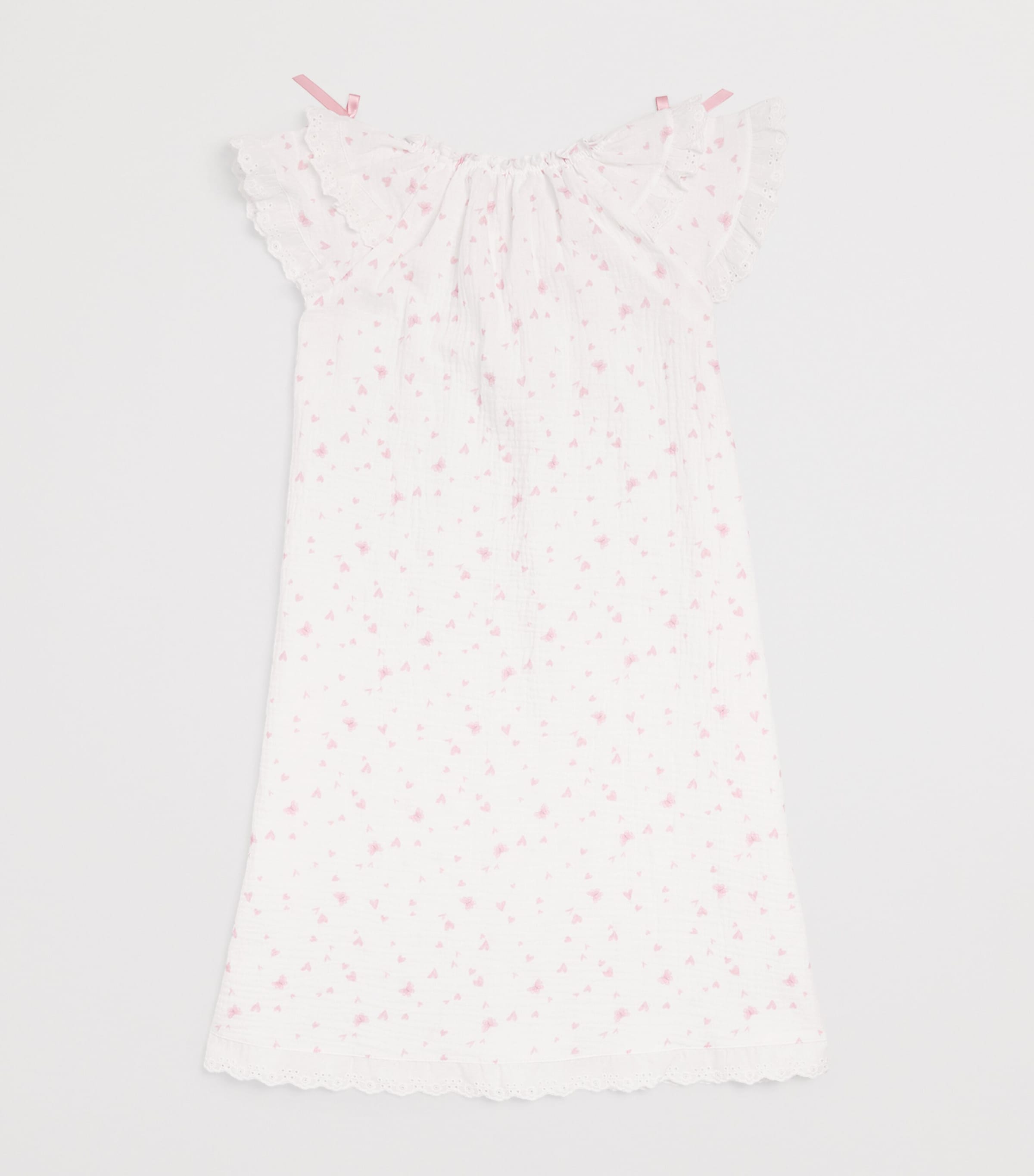 Amiki Cotton Calista Nightgown (2-14 Years) Pink Hearts Image 2