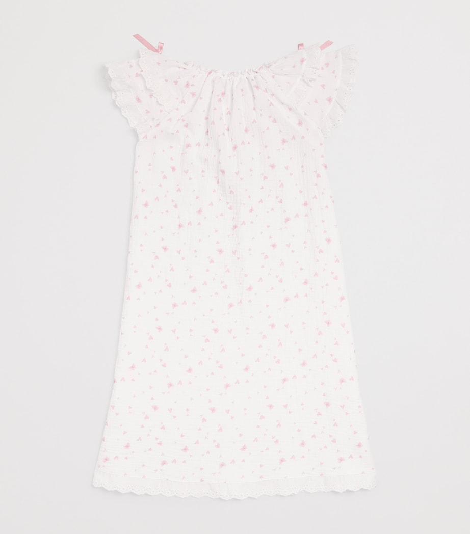 Amiki Cotton Calista Nightgown (2-14 Years) Pink Hearts Image 2