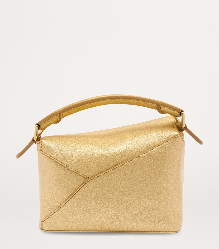 Mini Metallic Leather Puzzle Top-Handle Bag GOLD Image 3