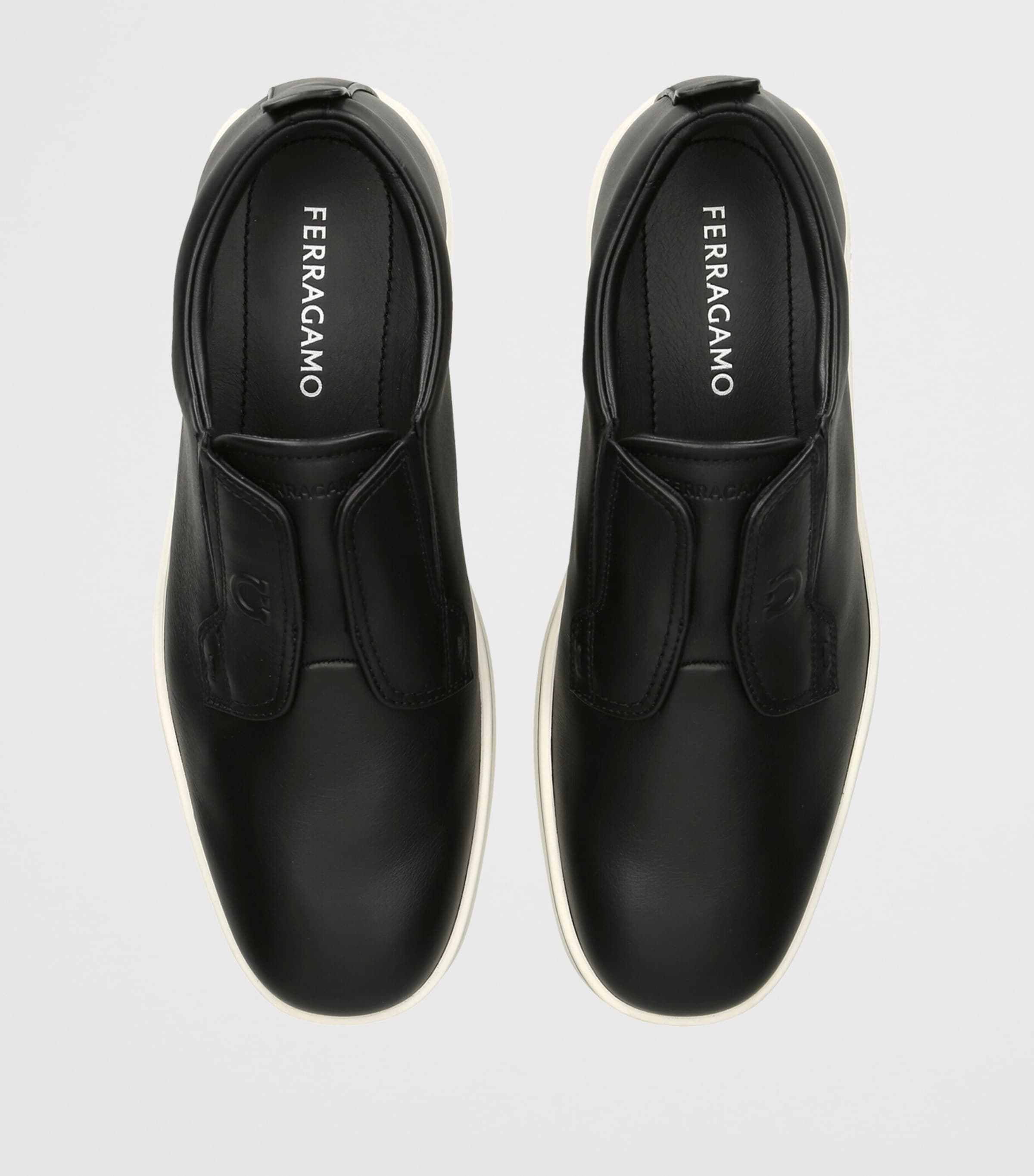 Salvatore Ferragamo Leather Alfie Slip-On Sneakers Black Image 3