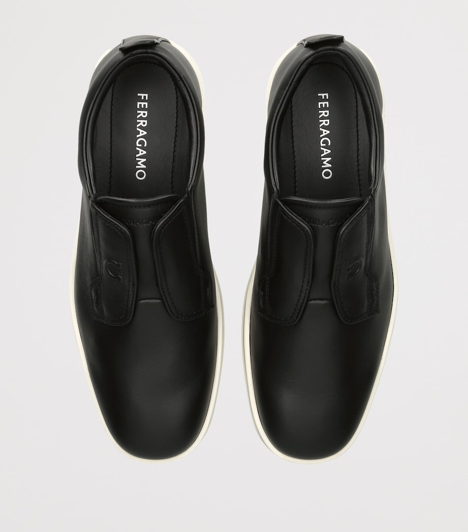 Salvatore Ferragamo Leather Alfie Slip-On Sneakers Black Image 3