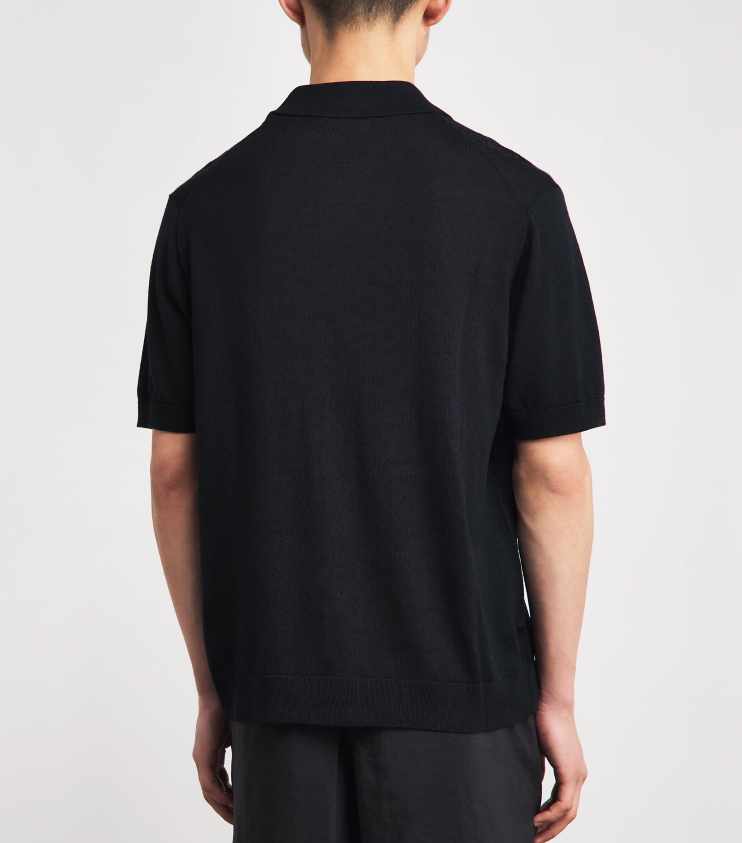 NN.07 Mens Wool-Blend Knitted Polo Shirt Deep Navy Image 5