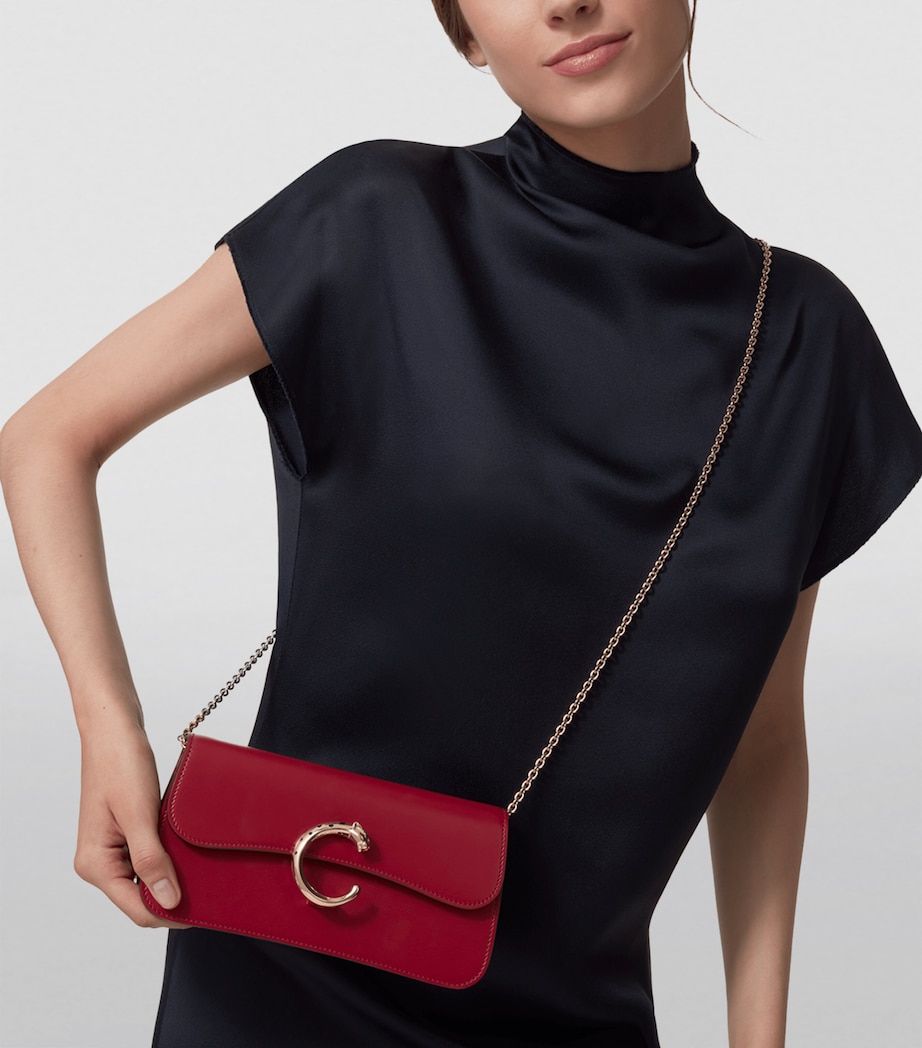 Mini Leather Panthère de Cartier Cross-Body Bag RED Image 10