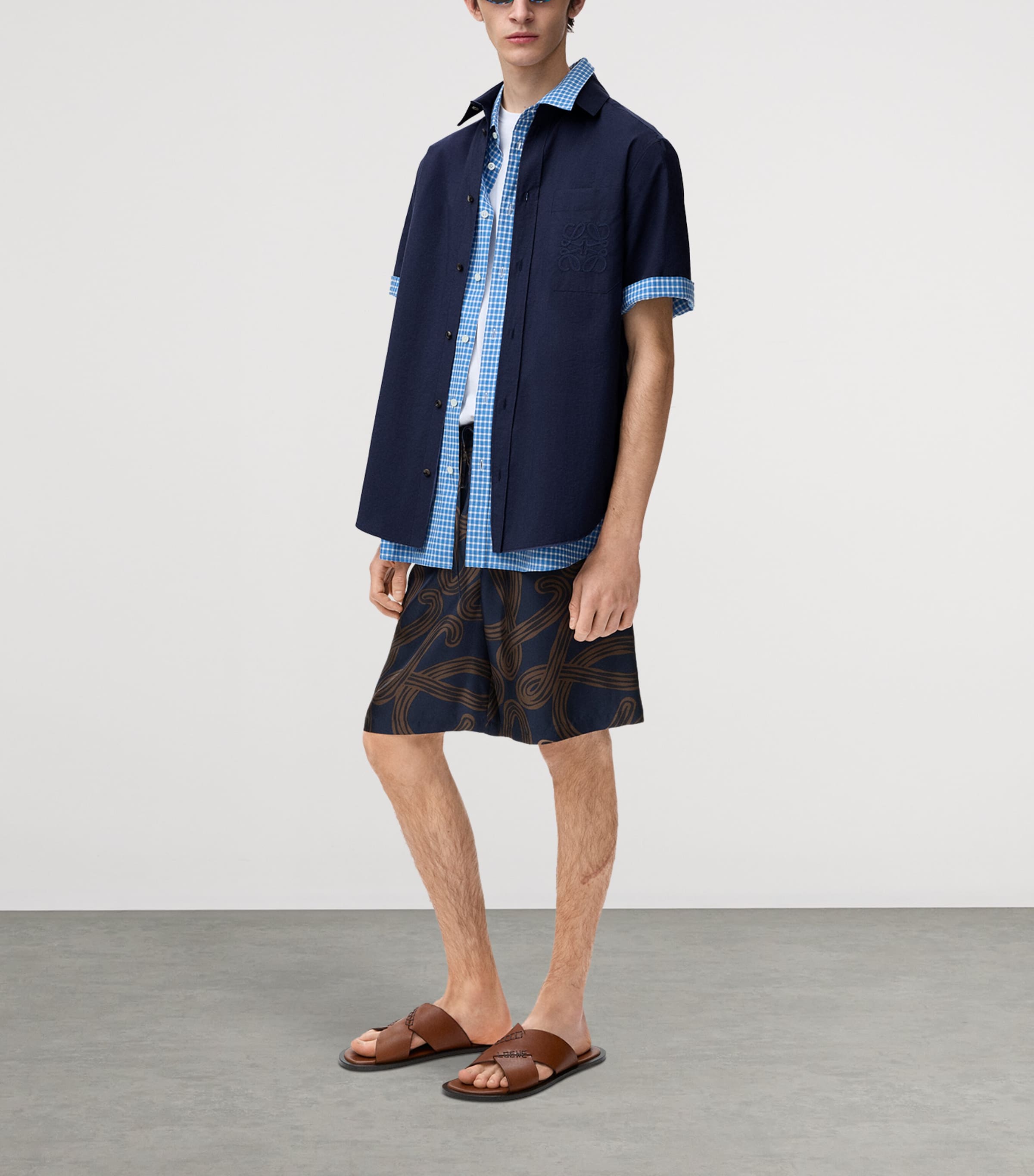 LOEWE Mens x Paula’s Ibiza Anagram Shirt Navy Blue Image 2