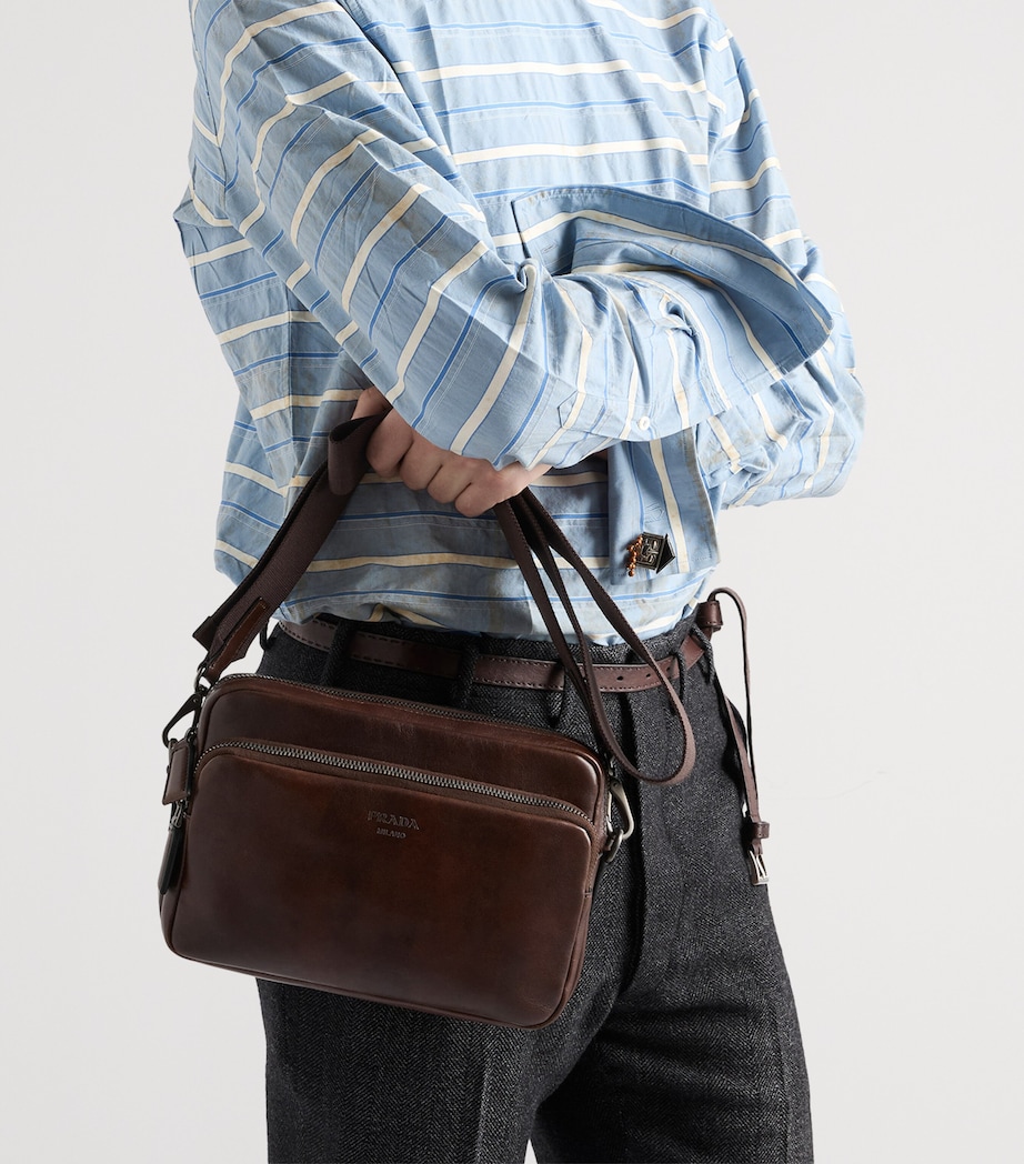 Prada Leather Shoulder Bag Brown Image 2