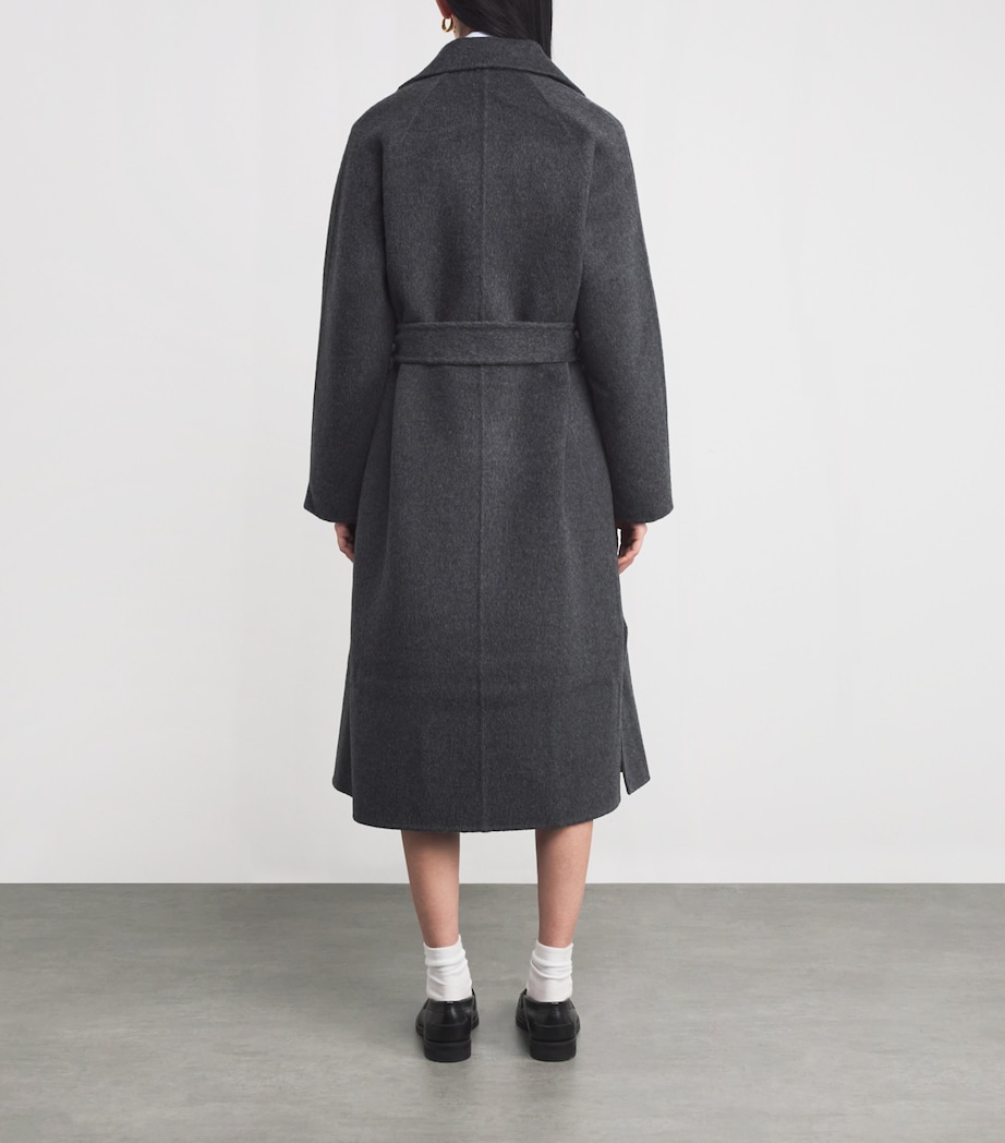 Wool-Blend Belted Coat BLACK GREY Image 4