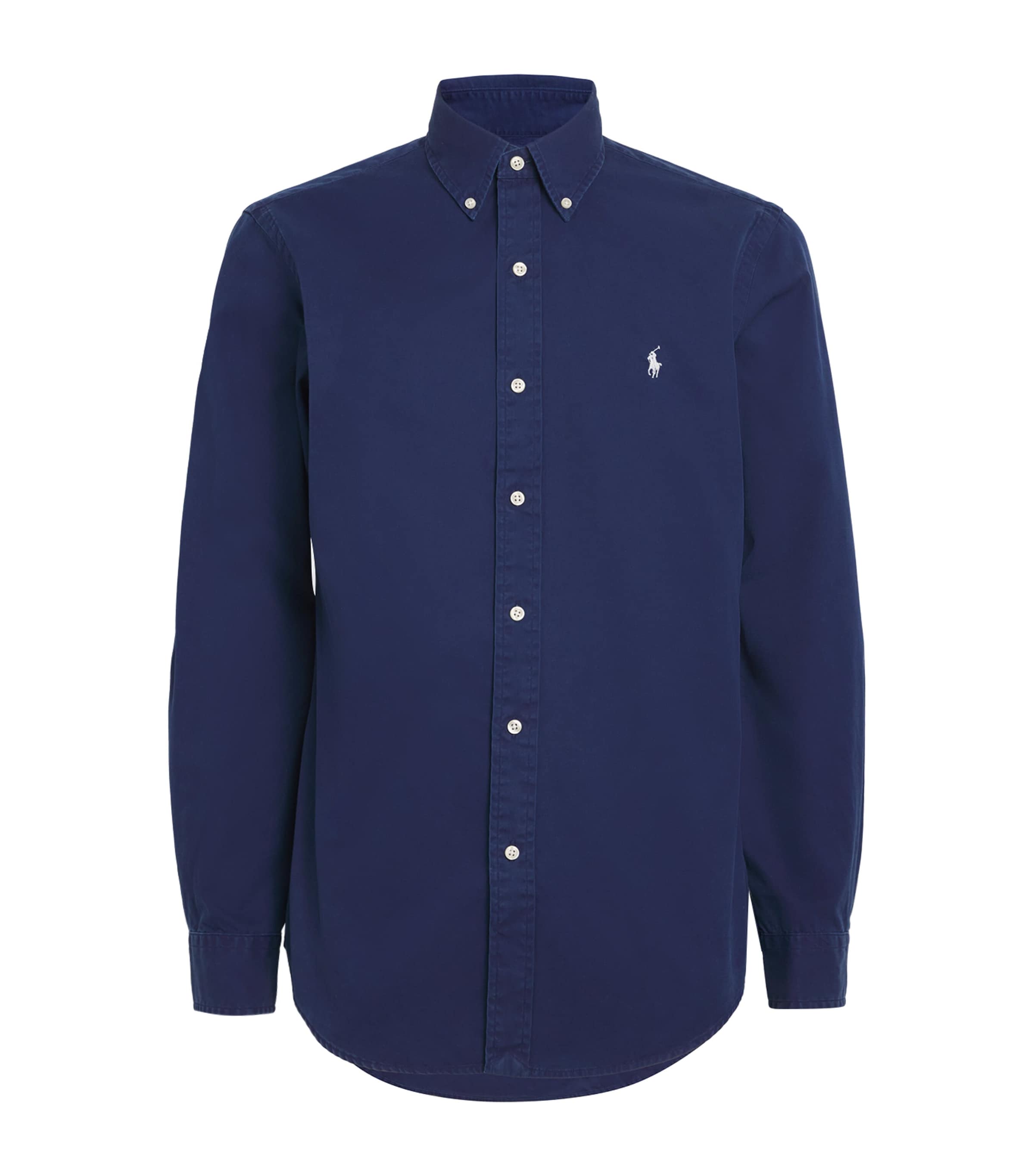 Polo Ralph Lauren Blue Shirt With Button-down Collar And Pony Embroidery On The Front