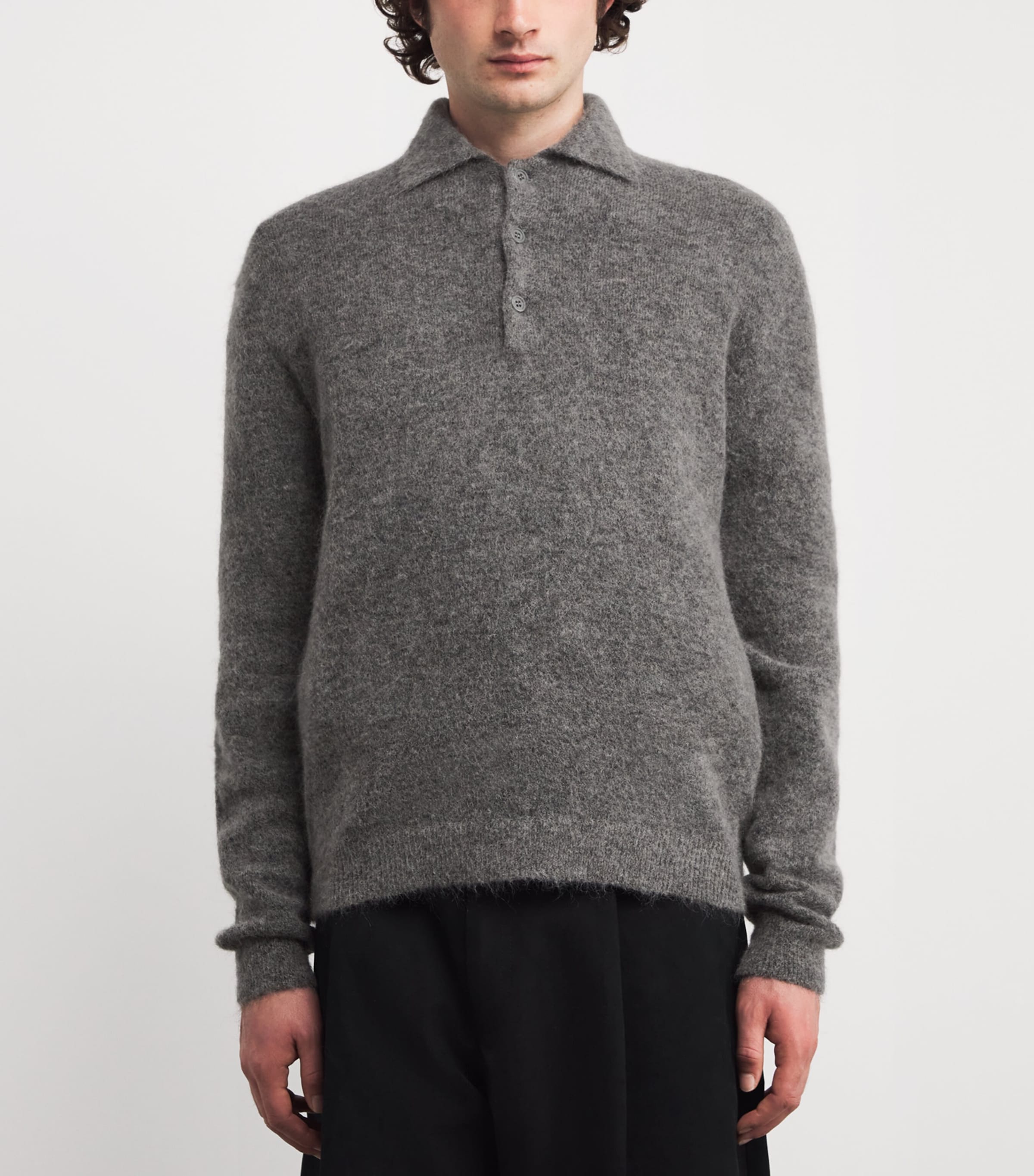 Wool-Blend Polo Sweater GREY MELANGE 915 Image 3
