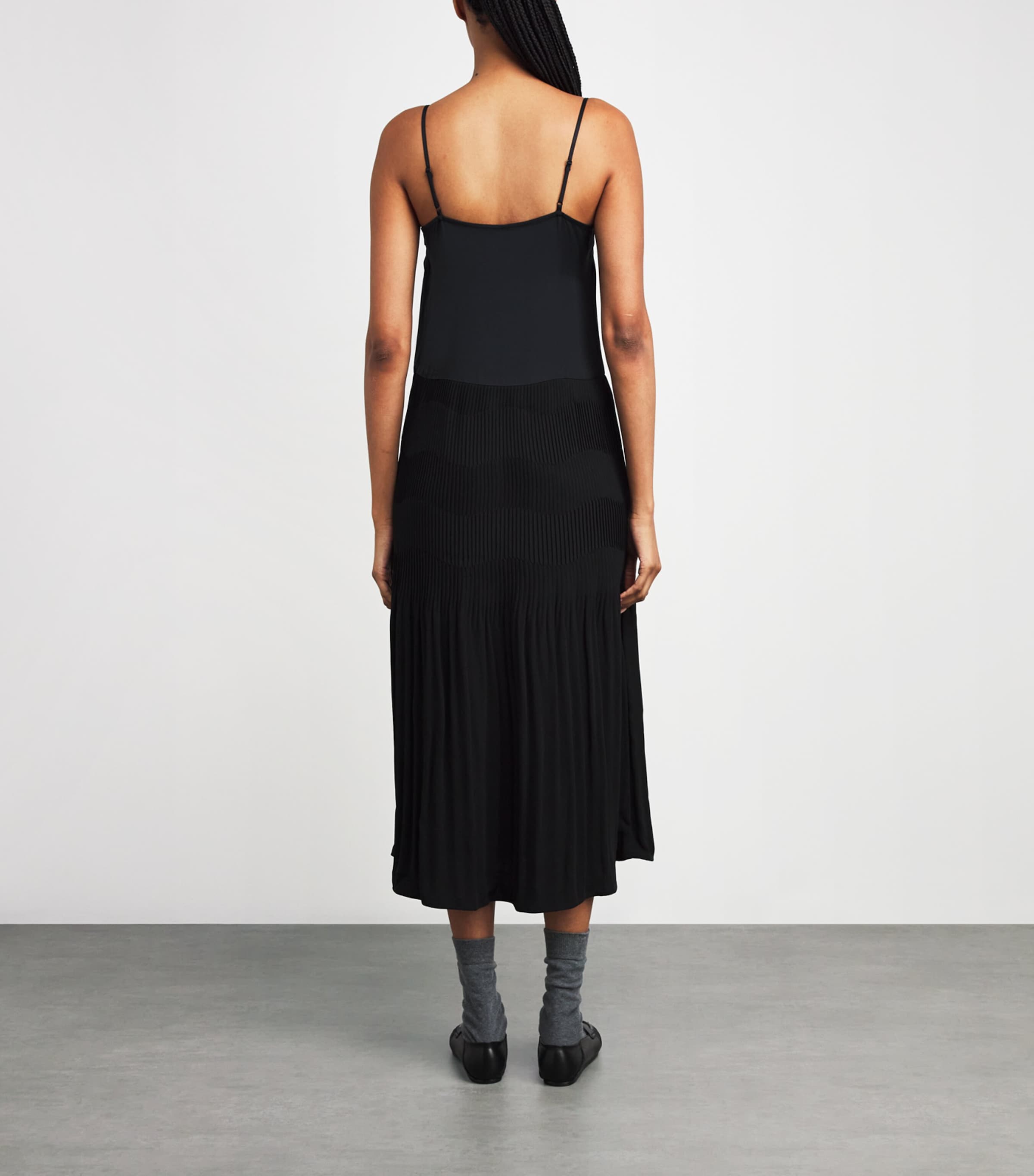Pleated Midi Dress BLACK Image 3