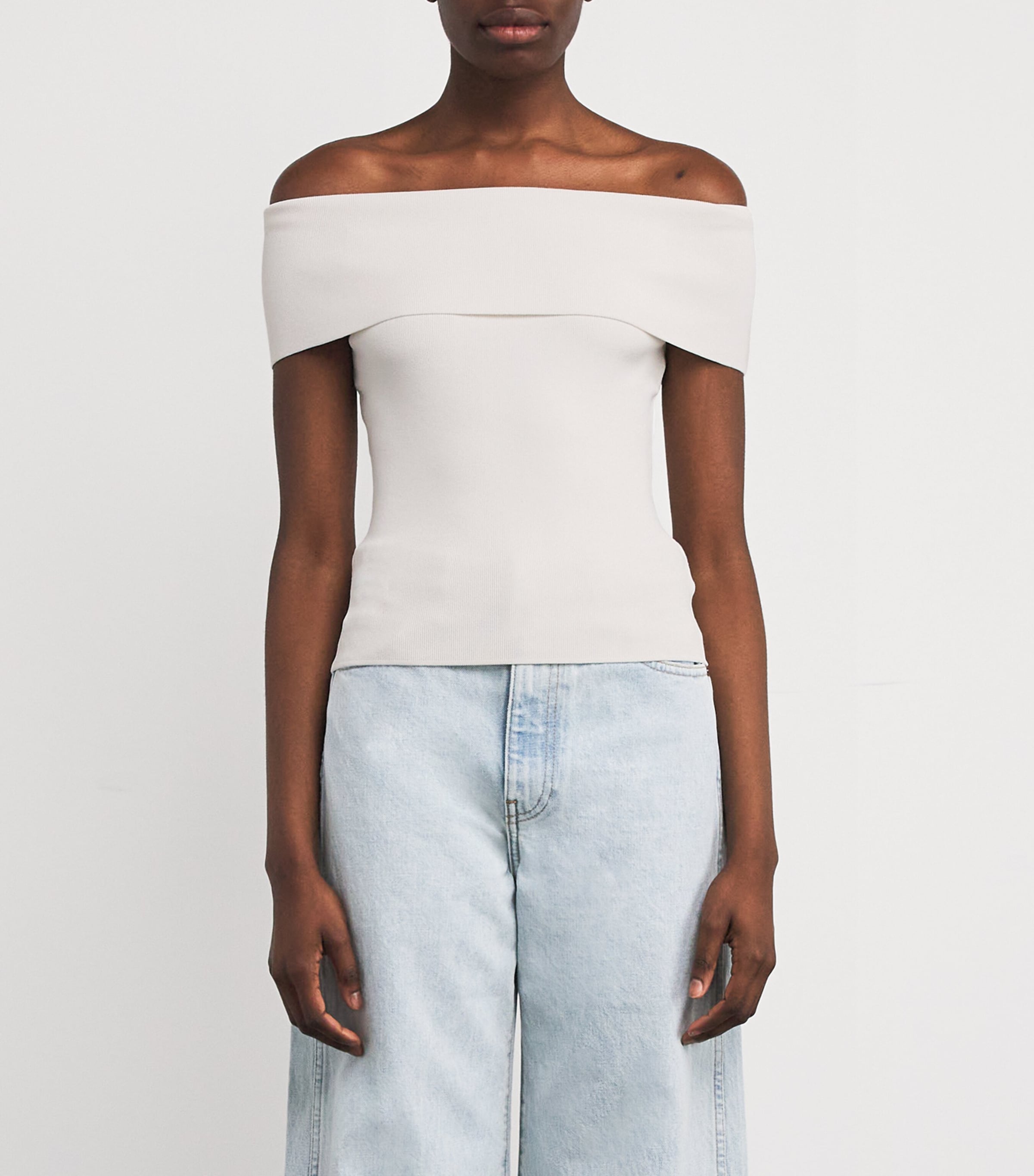 Knitted Off-The-Shoulder Top WHITE Image 3