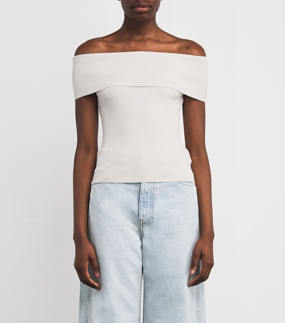 Knitted Off-The-Shoulder Top WHITE Image 3