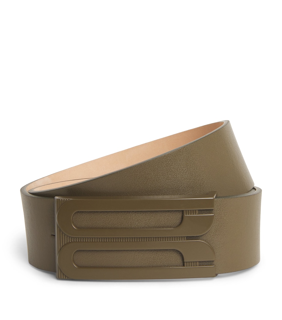 Jumbo Leather Frame Belt KHAKI Image 1
