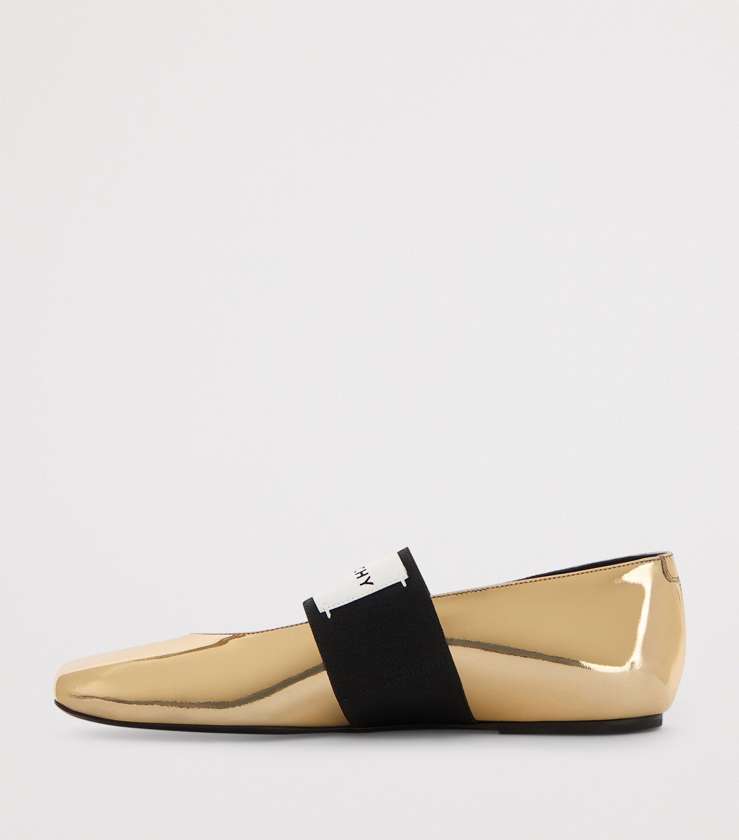 Leather Squared Toe Ballet Flats GOLDEN Image 3