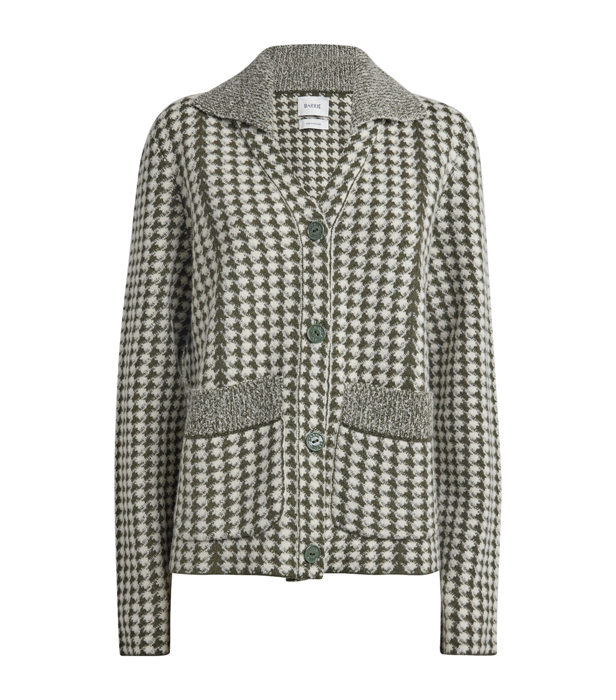 Barrie Cashmere-wool-silk Houndstooth Cardigan