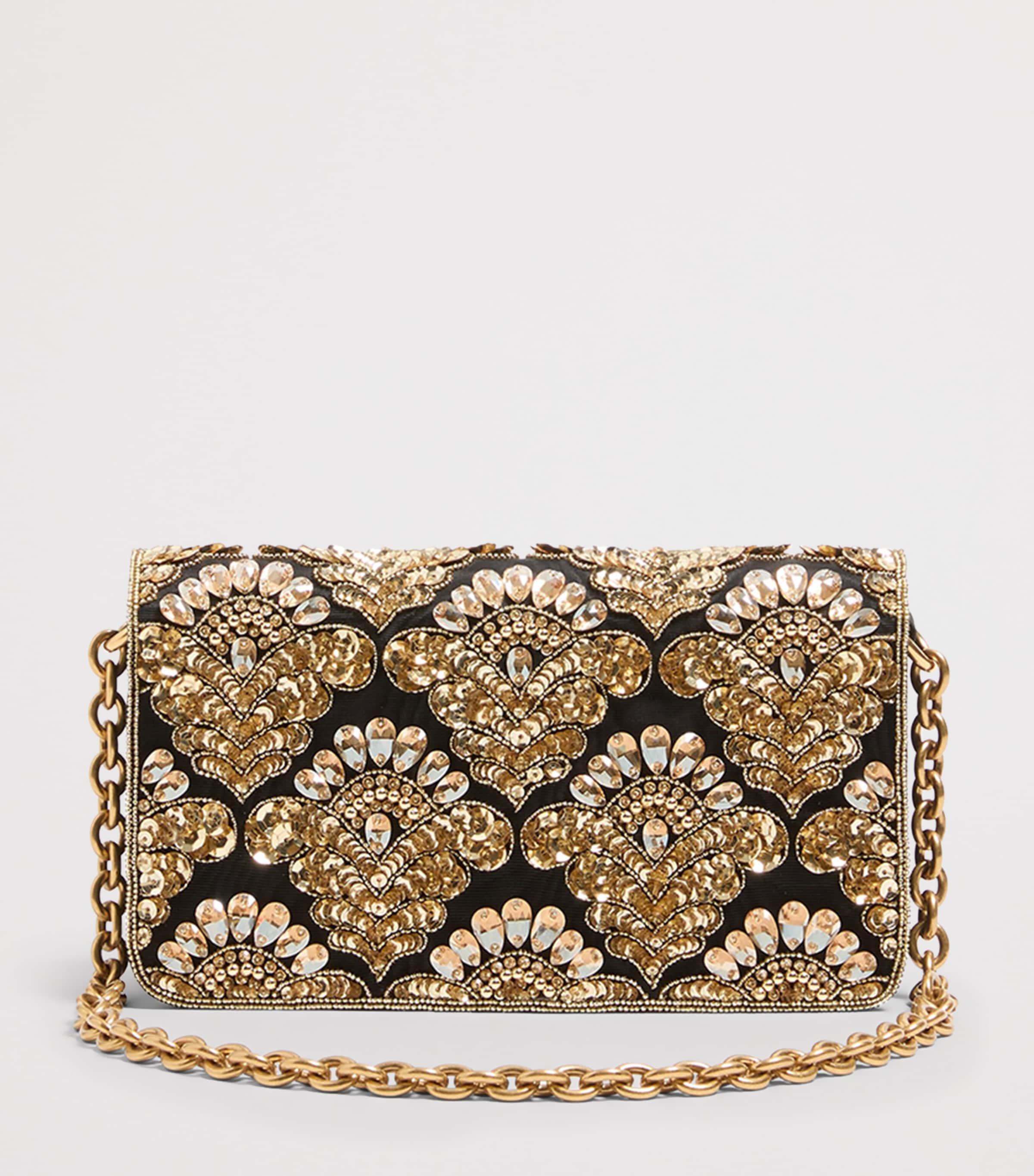Valentino Garavani Small Embellished Vain Clutch Bag Image 4