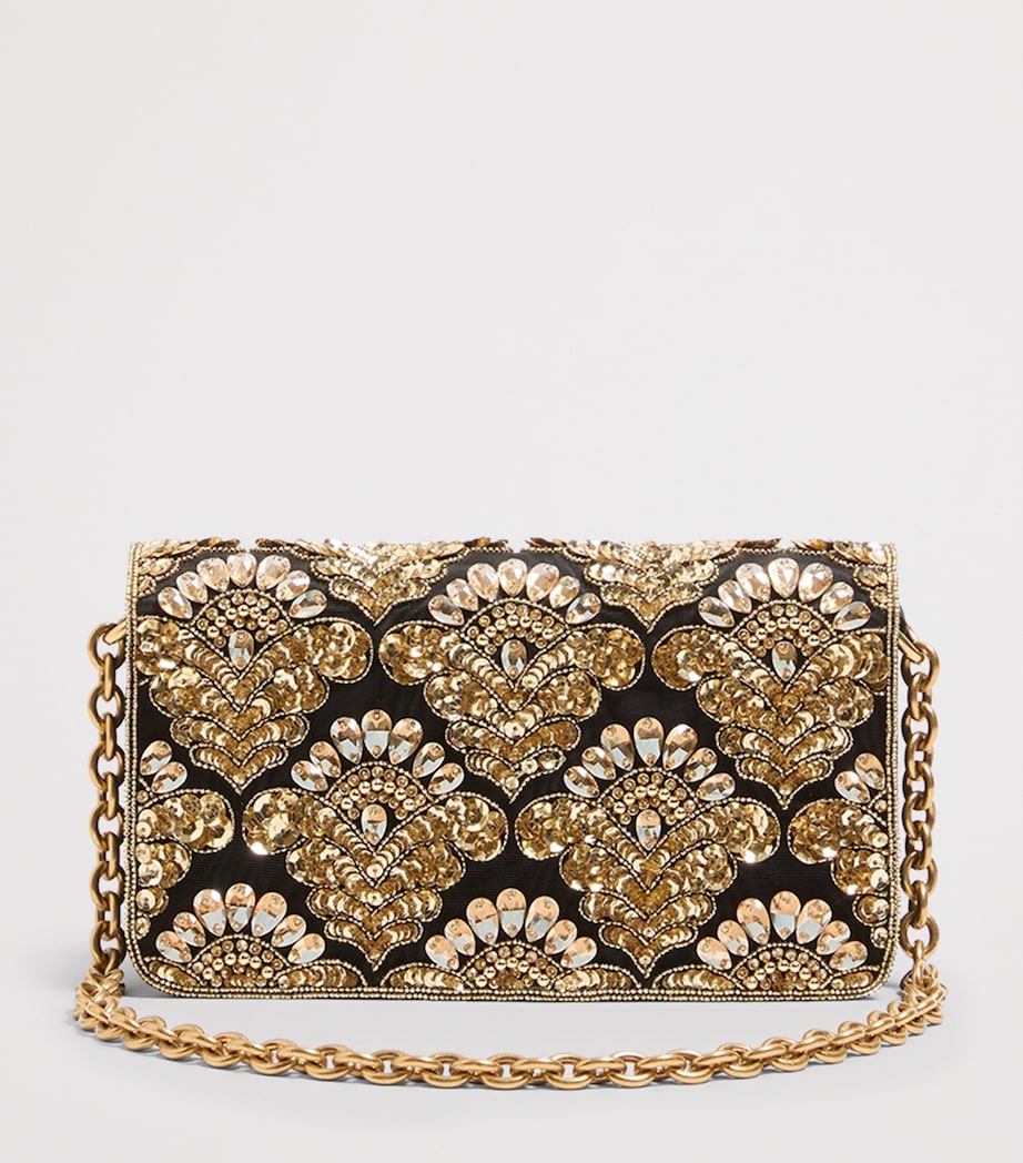 Valentino Garavani Small Embellished Vain Clutch Bag Image 4