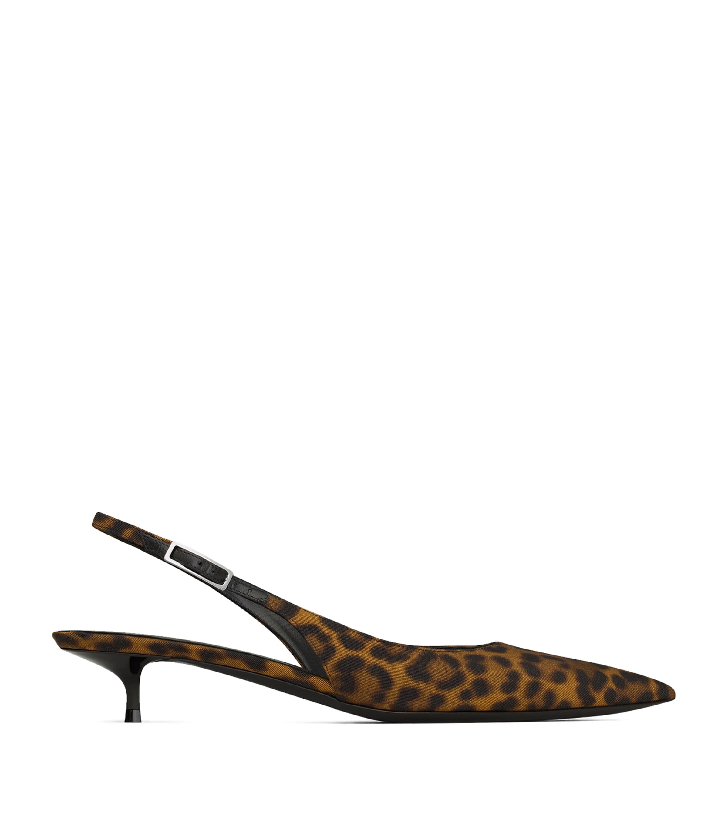 Saint Laurent Cherish 30 Leopard-print Slingback Pumps In Brown