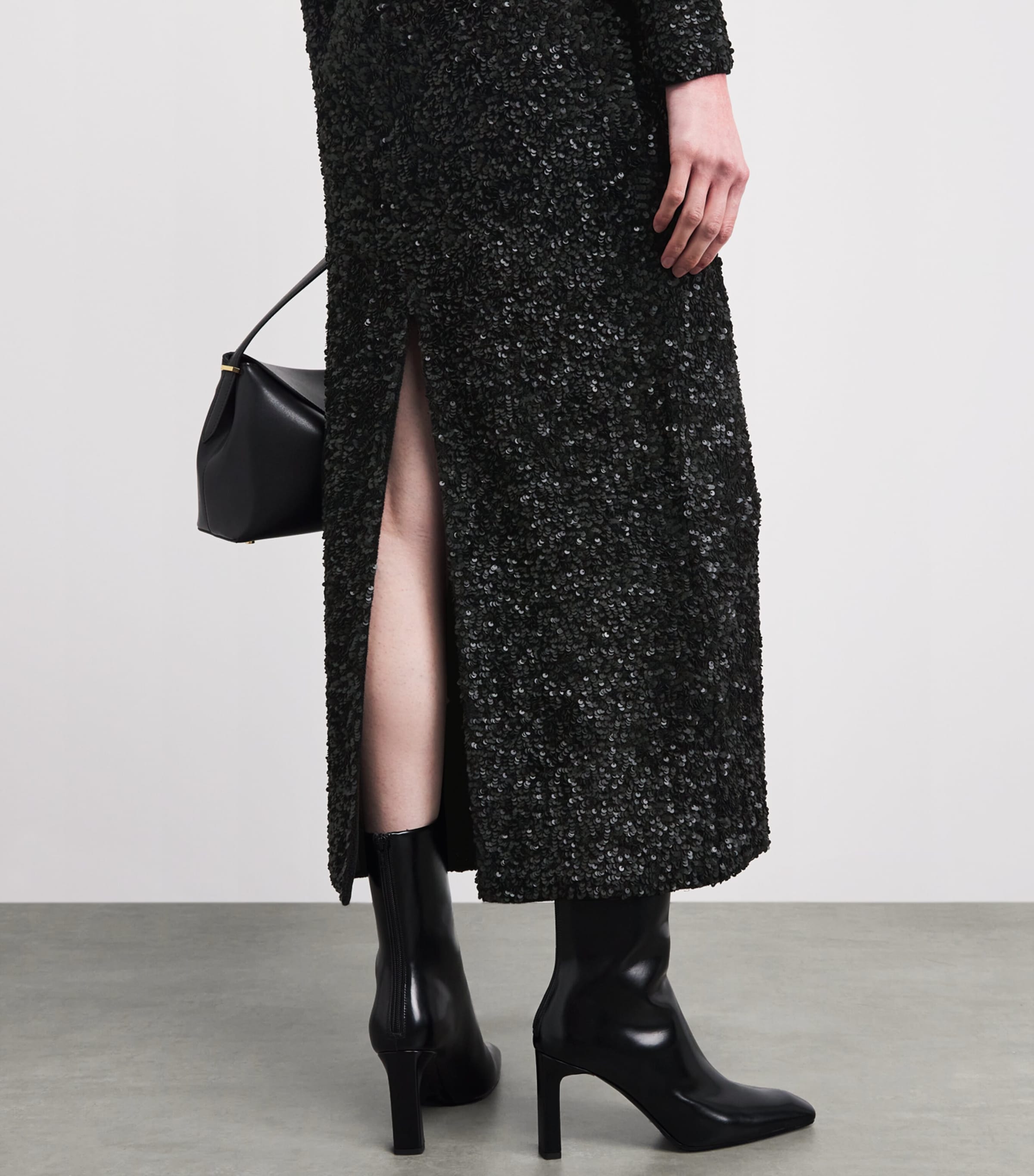 Adam Lippes Womens Sequinned Samadhi Midi Dress Black Image 5