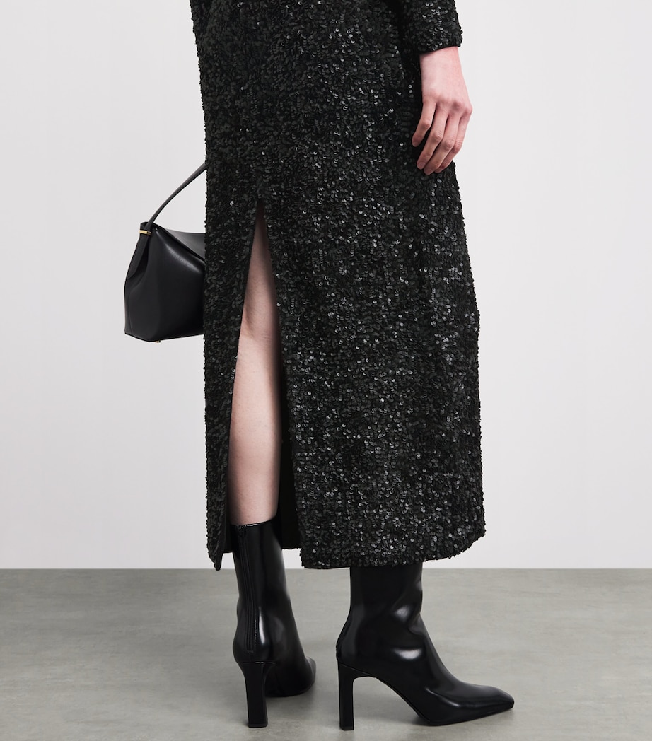 Adam Lippes Womens Sequinned Samadhi Midi Dress Black Image 5