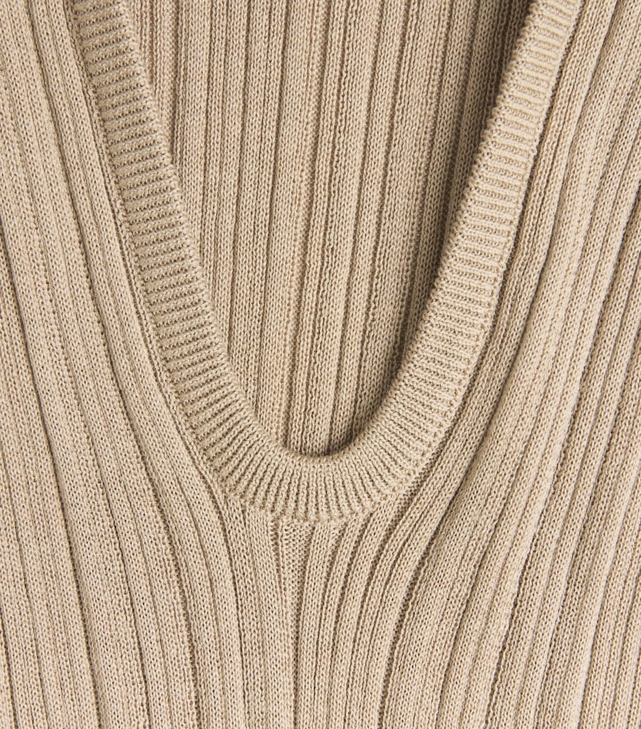 Agnona Womens Cotton-Silk Knitted Top Light Brown Khaki Image 5
