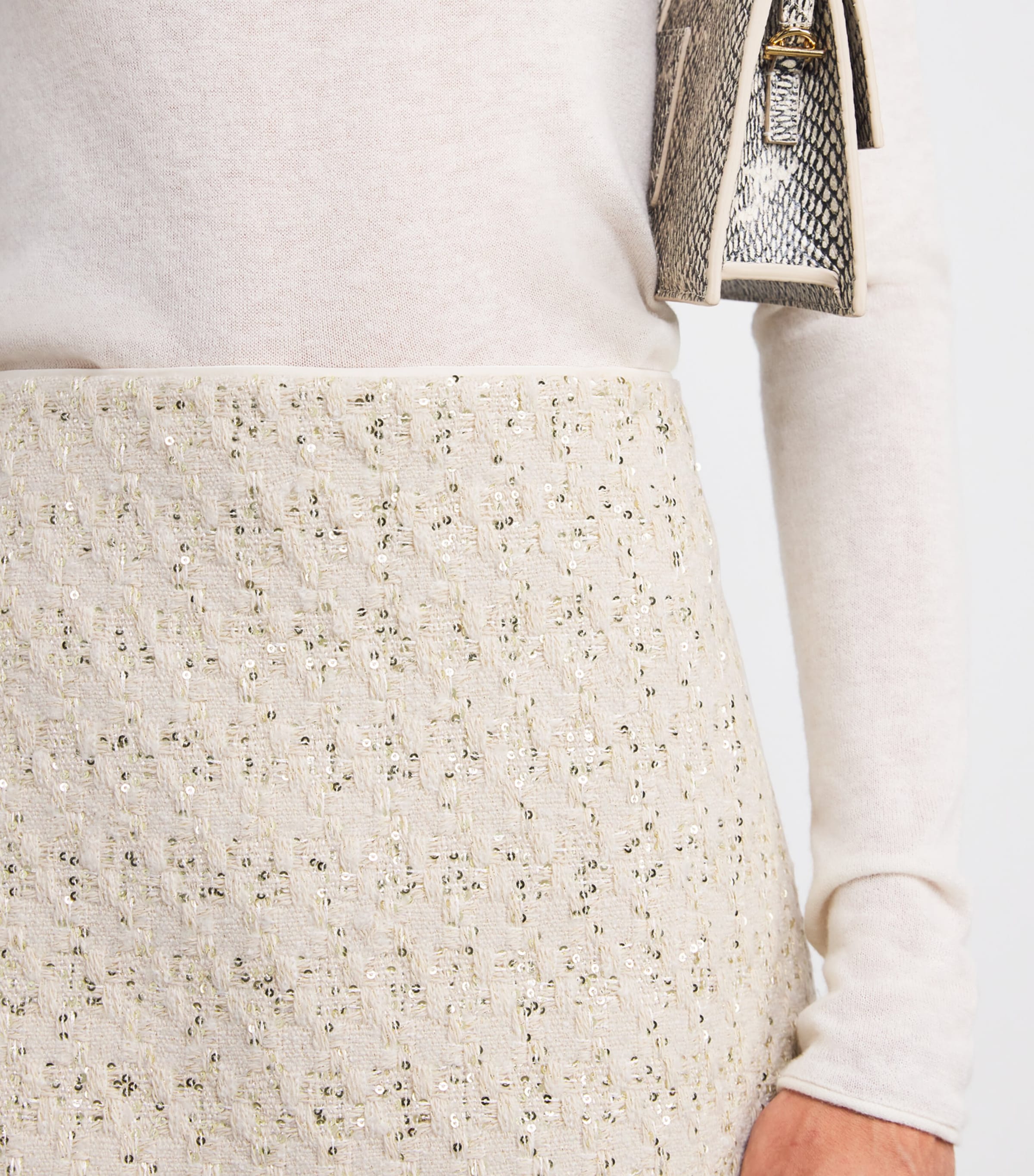 Tweed Embellished Rubi Mini Skirt A301 NATURAL Image 6